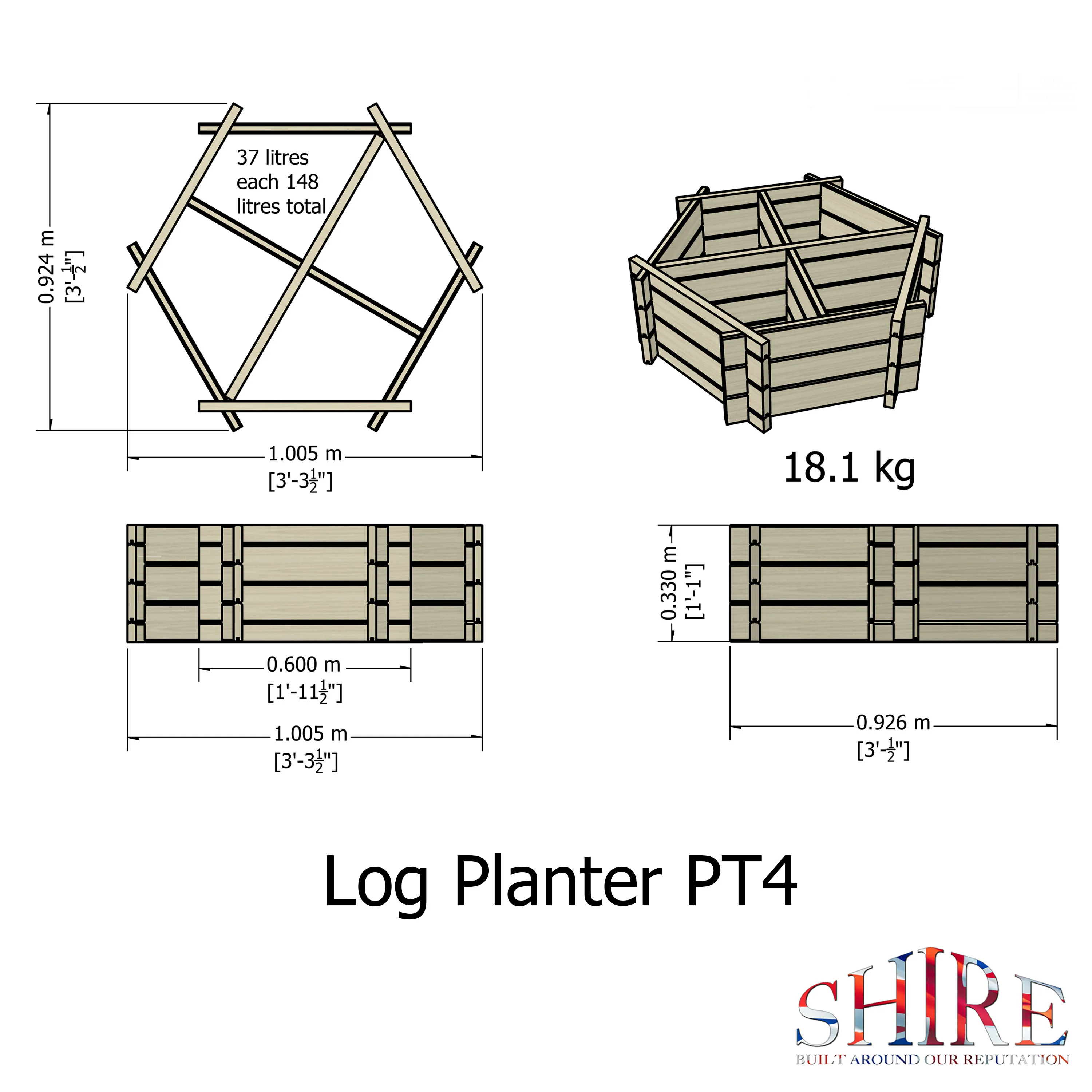 Hexagonal Planter Pressure Treated With 4 Segments - Image 5