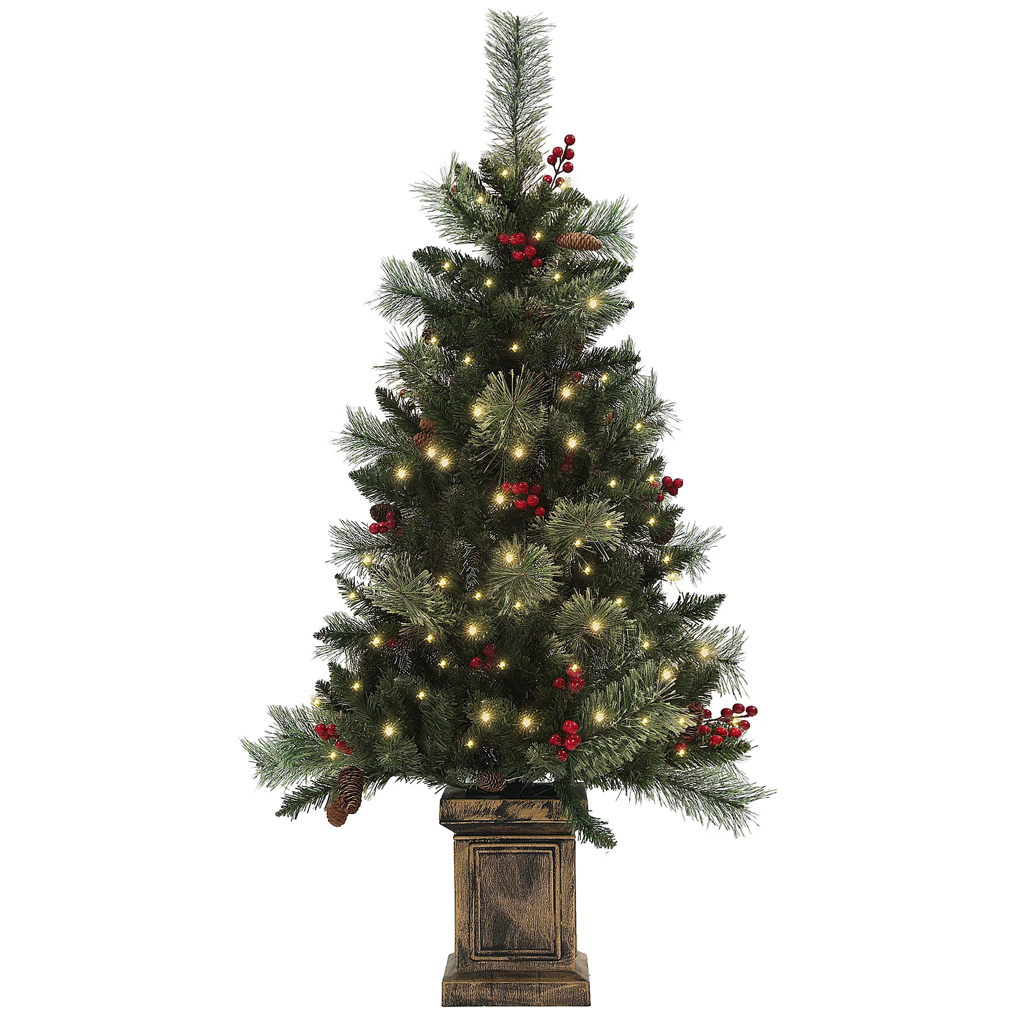 HOMCOM 1.2m Prelit Christmas Tree With 100 Warm White LED Lights And 8 Modes