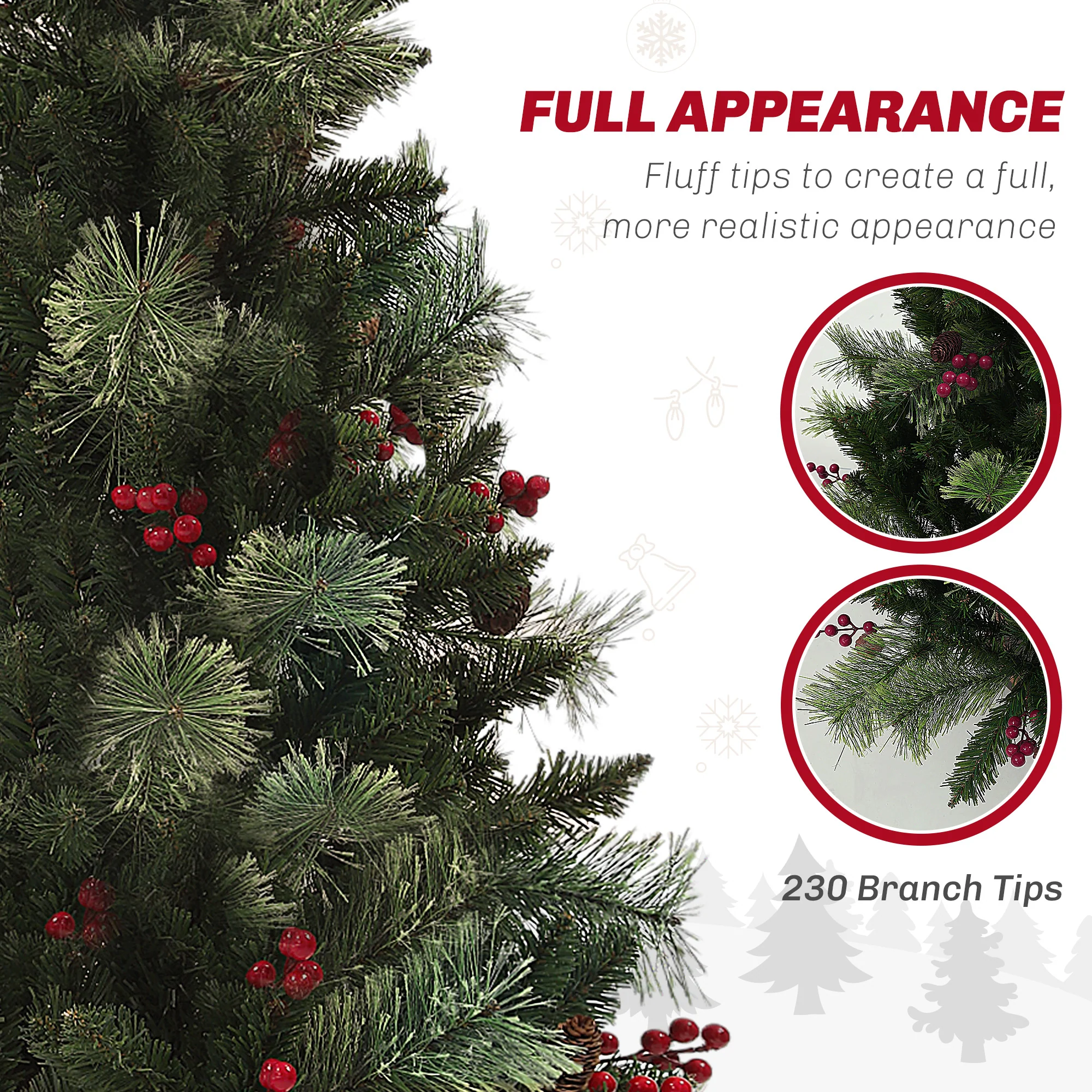 HOMCOM 1.2m Prelit Christmas Tree With 100 Warm White LED Lights And 8 Modes - Image 4