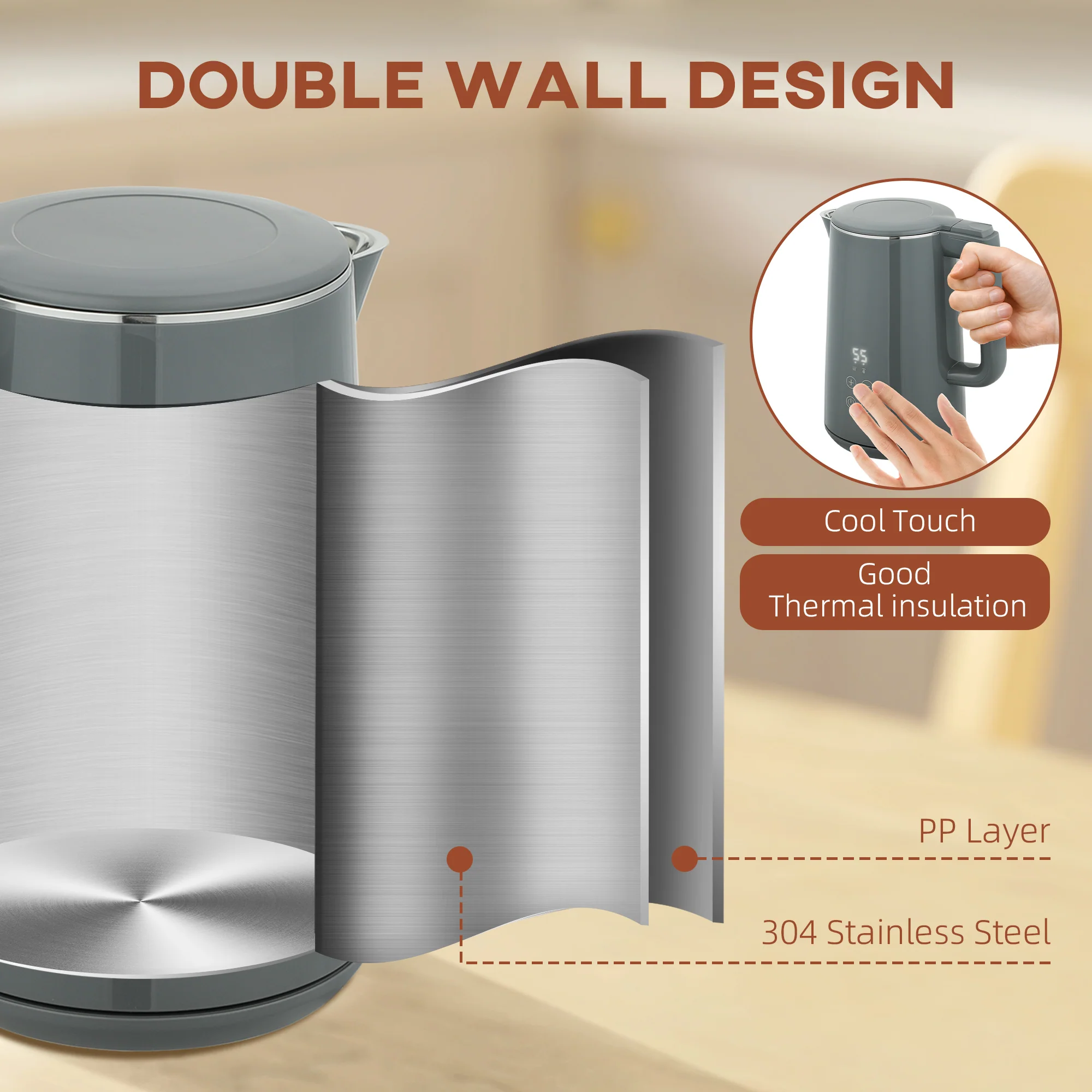 HOMCOM 1.5L 3000W Fast Boil Electric Kettle And 2 Slice Toaster Set - Image 16