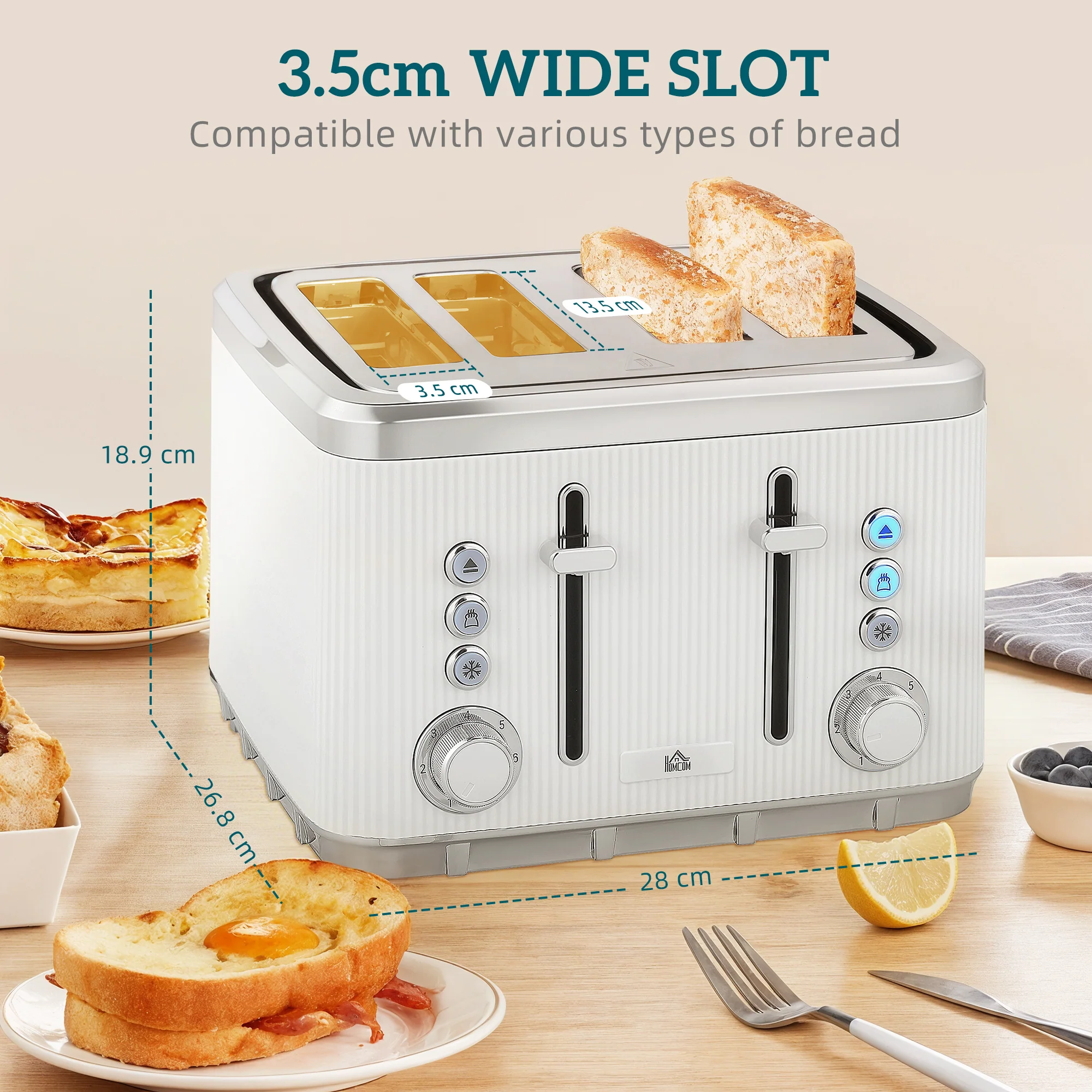 HOMCOM 1.7L 3000W Rapid Boil Kettle And 4 Slice Toaster Set Crumb Tray - Image 15