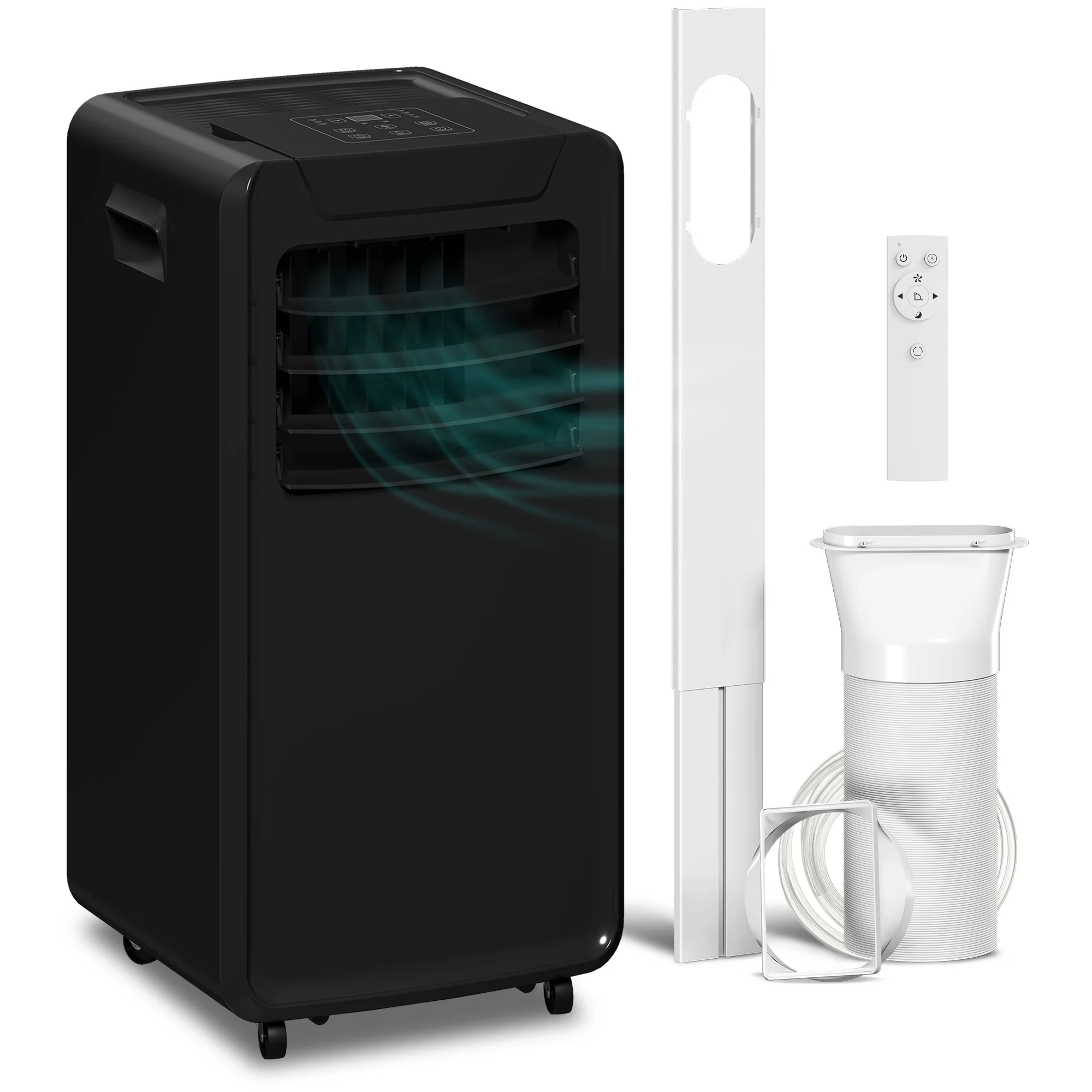 HOMCOM 10000 BTU Mobile Portable Air Conditioner Room Ac Unit W/ RC, Black