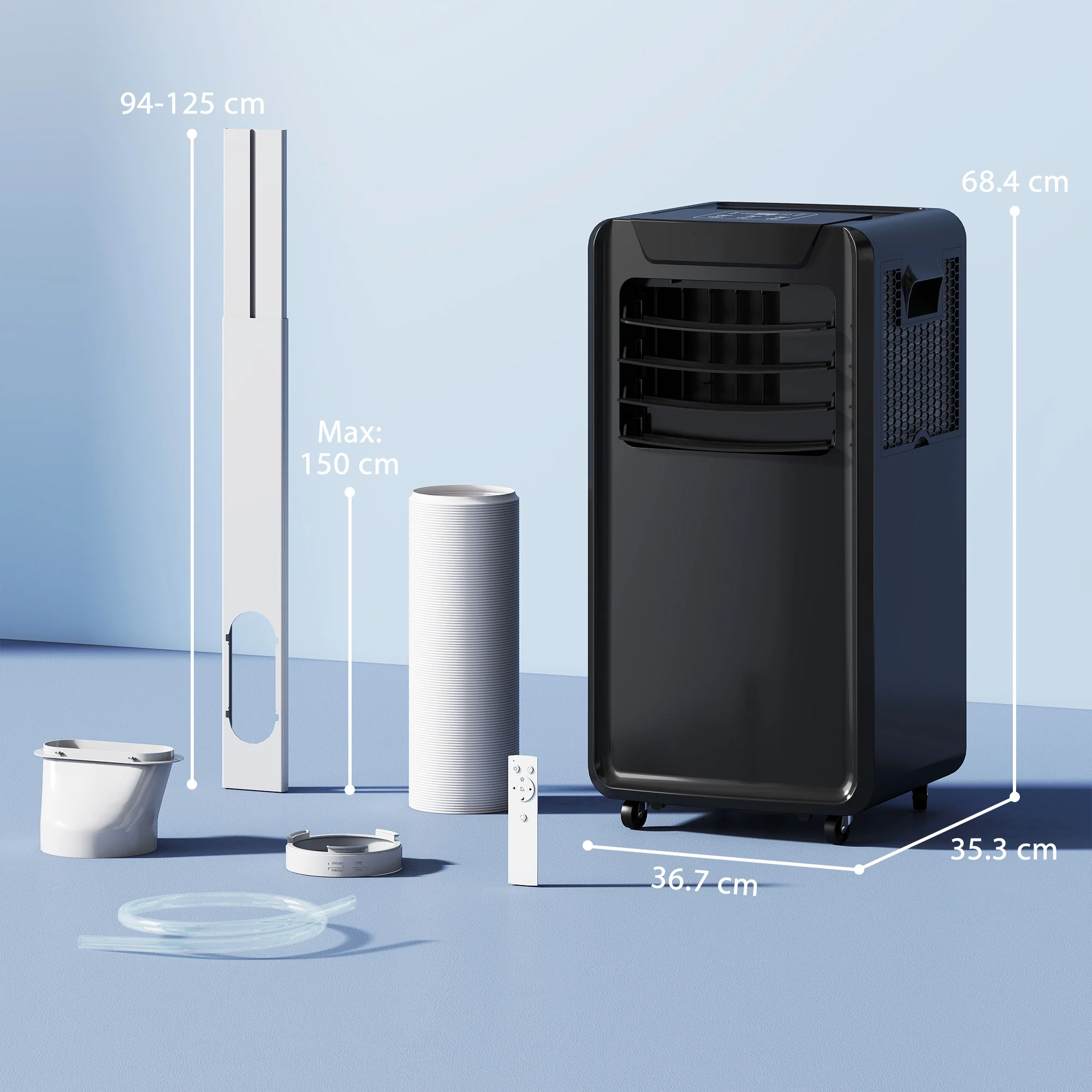 HOMCOM 10000 BTU Mobile Portable Air Conditioner Room Ac Unit W/ RC, Black - Image 5