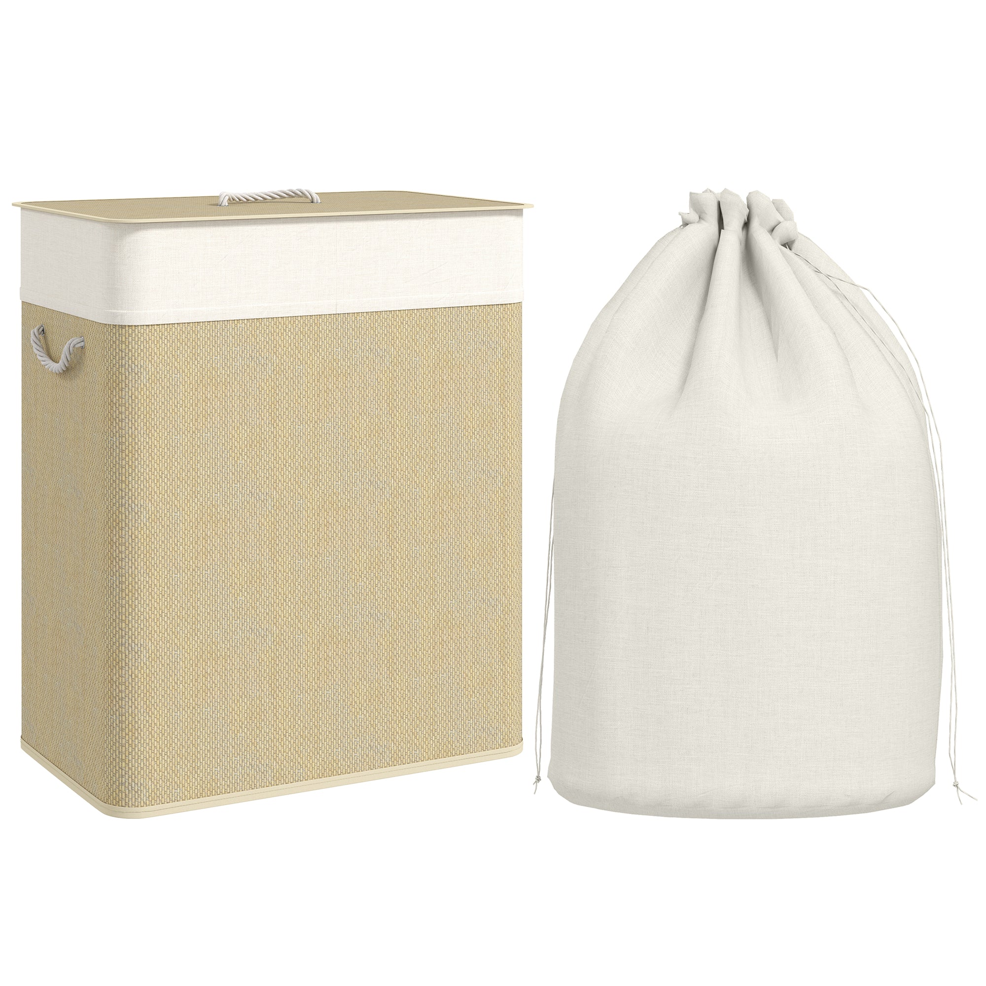 HOMCOM 100L Laundry Basket With Lid, Washing Basket For Bathroom - Image 10