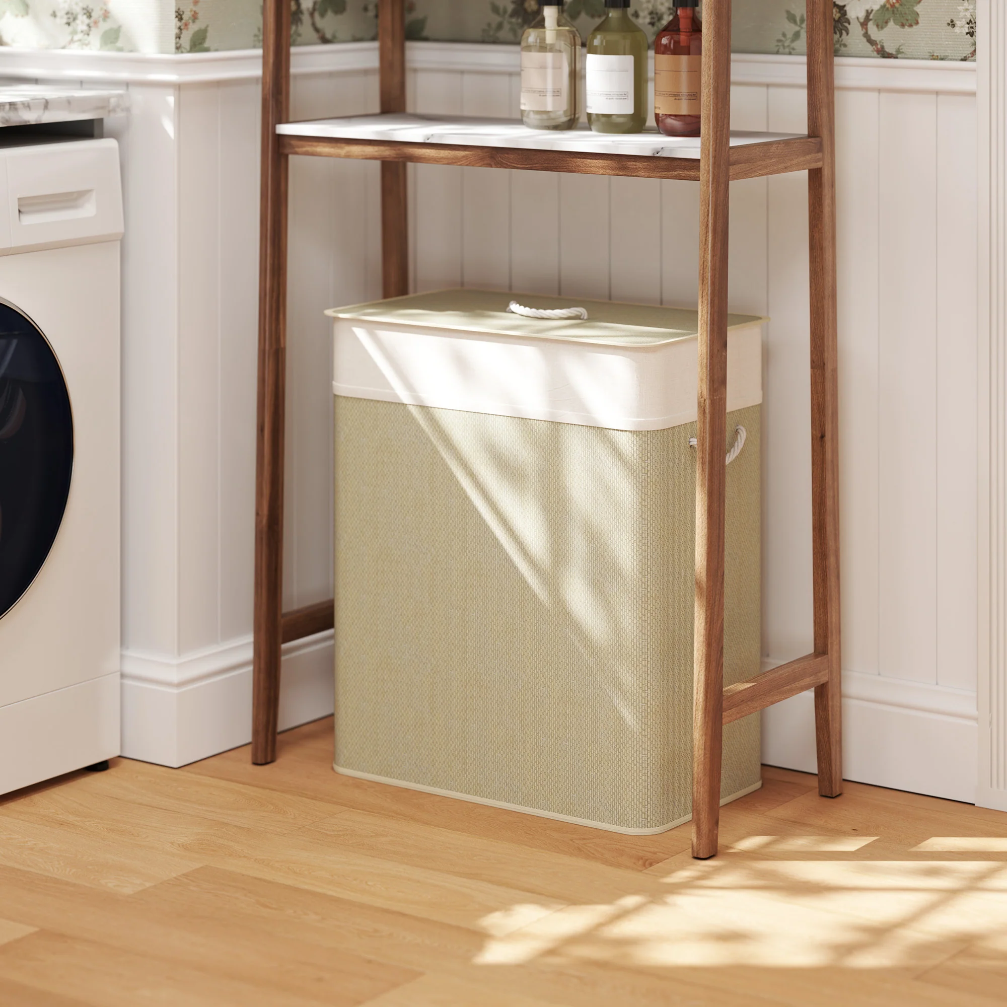HOMCOM 100L Laundry Basket With Lid, Washing Basket For Bathroom - Image 11
