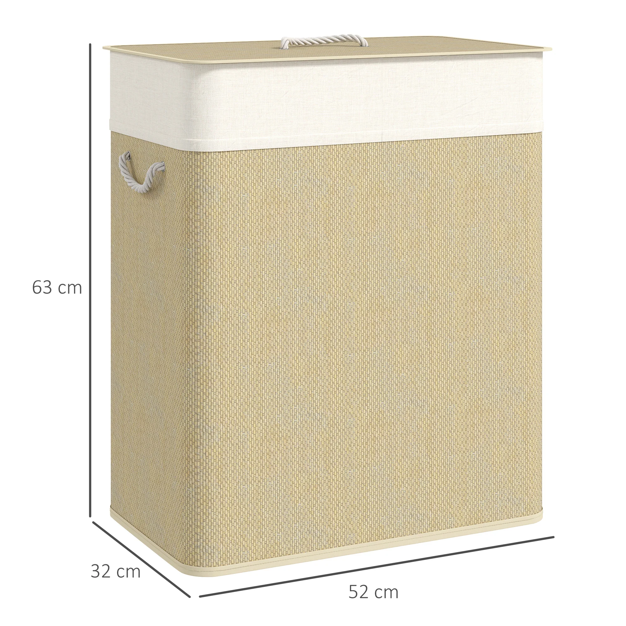 HOMCOM 100L Laundry Basket With Lid, Washing Basket For Bathroom - Image 14