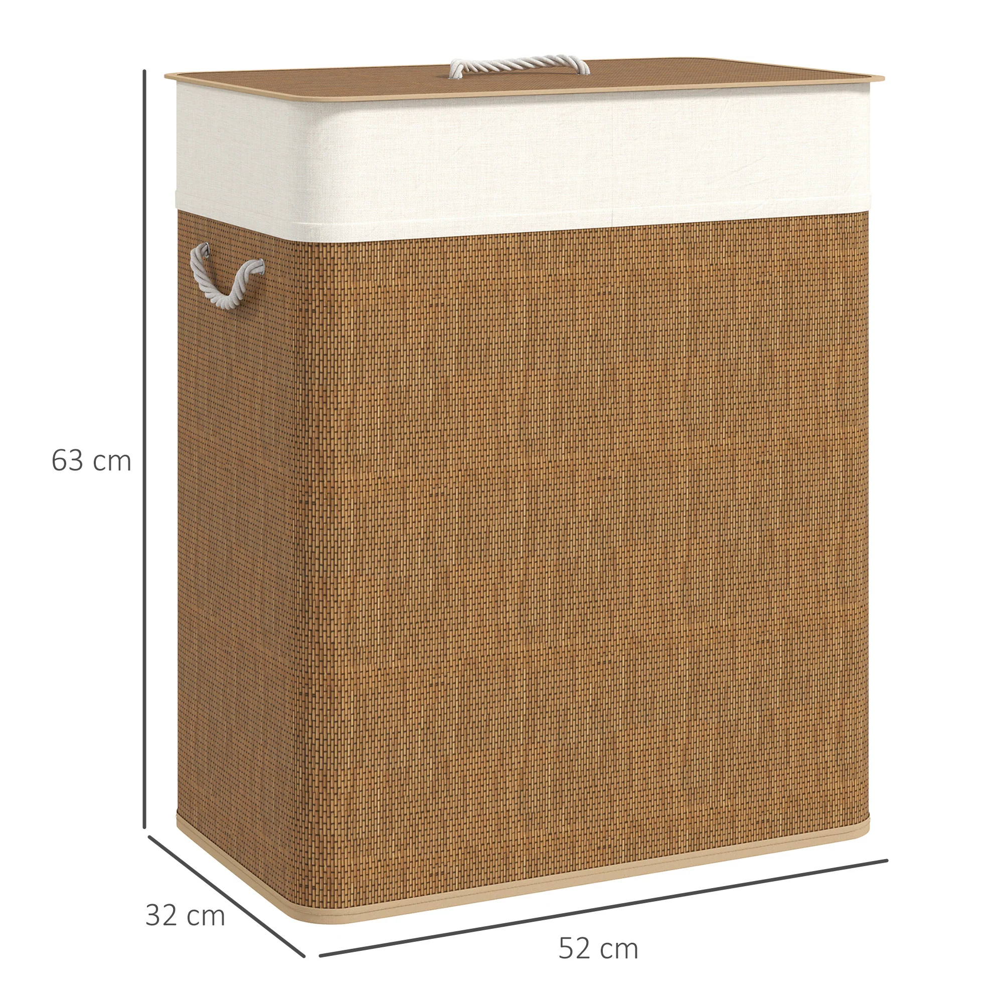 HOMCOM 100L Laundry Basket With Lid, Washing Basket For Bathroom - Image 5