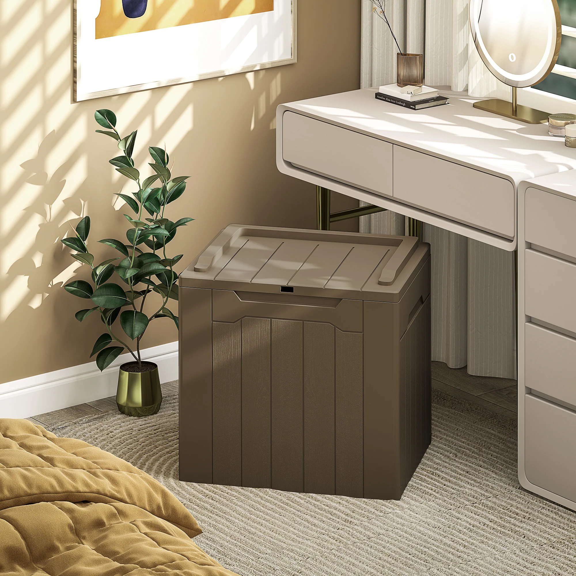 HOMCOM 107 L Plastic Storage Chest with Lock Hole and Handles - Image 18