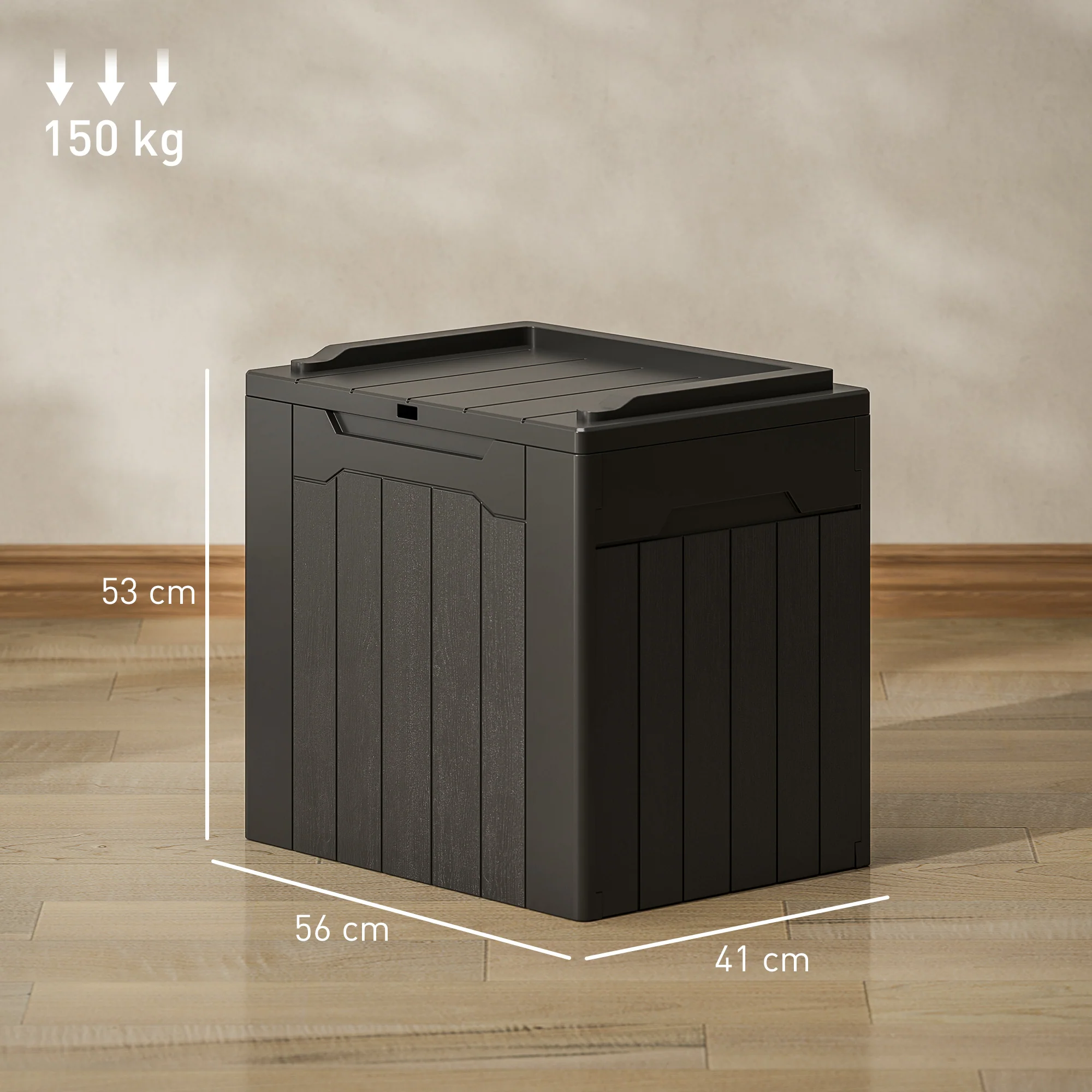 HOMCOM 107 L Plastic Storage Chest with Lock Hole and Handles - Image 5