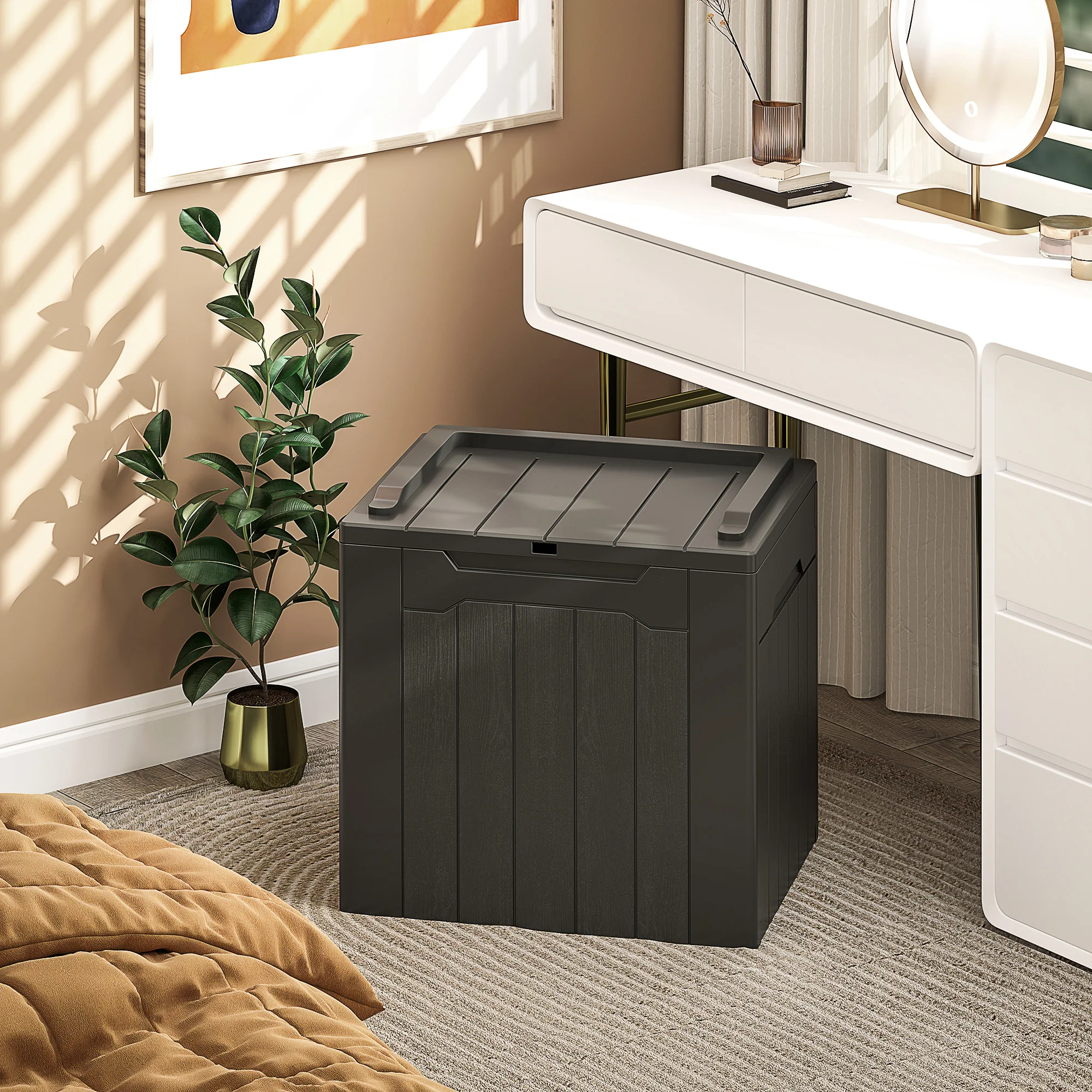 HOMCOM 107 L Plastic Storage Chest with Lock Hole and Handles - Image 9