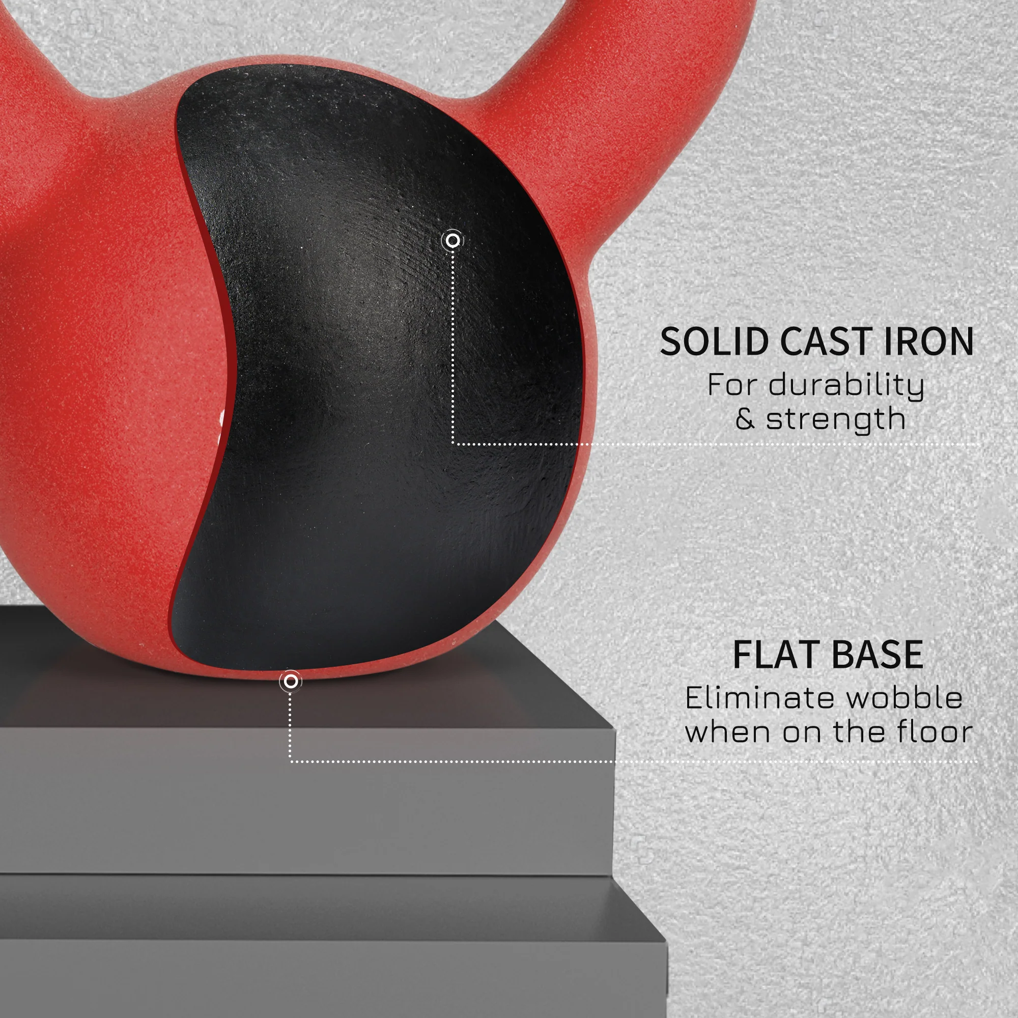 HOMCOM 10KG Kettlebell With Soft Body And Non-Slip Handle, Red - Image 6