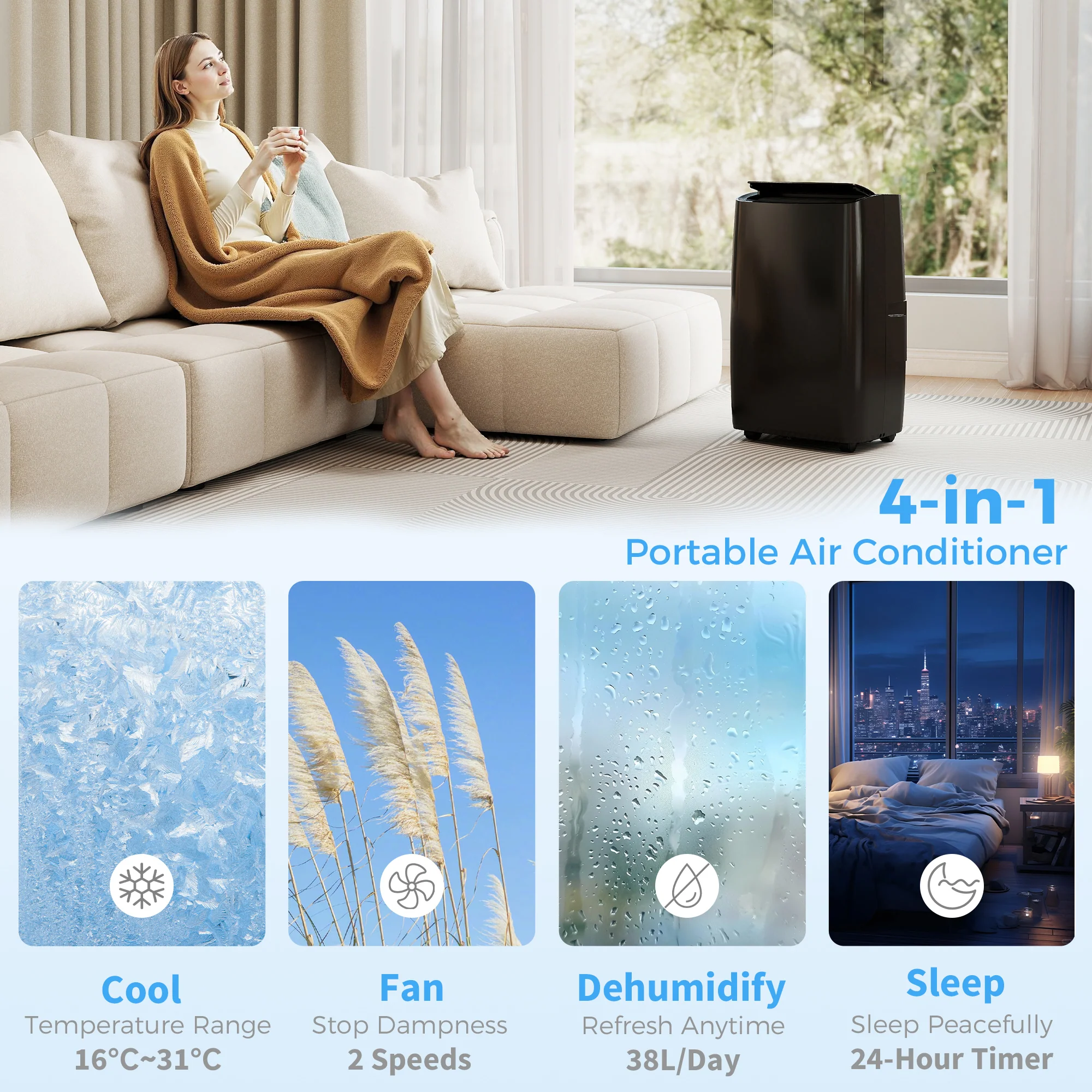 HOMCOM 12,000 BTU Portable Air Conditioner Unit With Remote, 24H Timer - Image 4