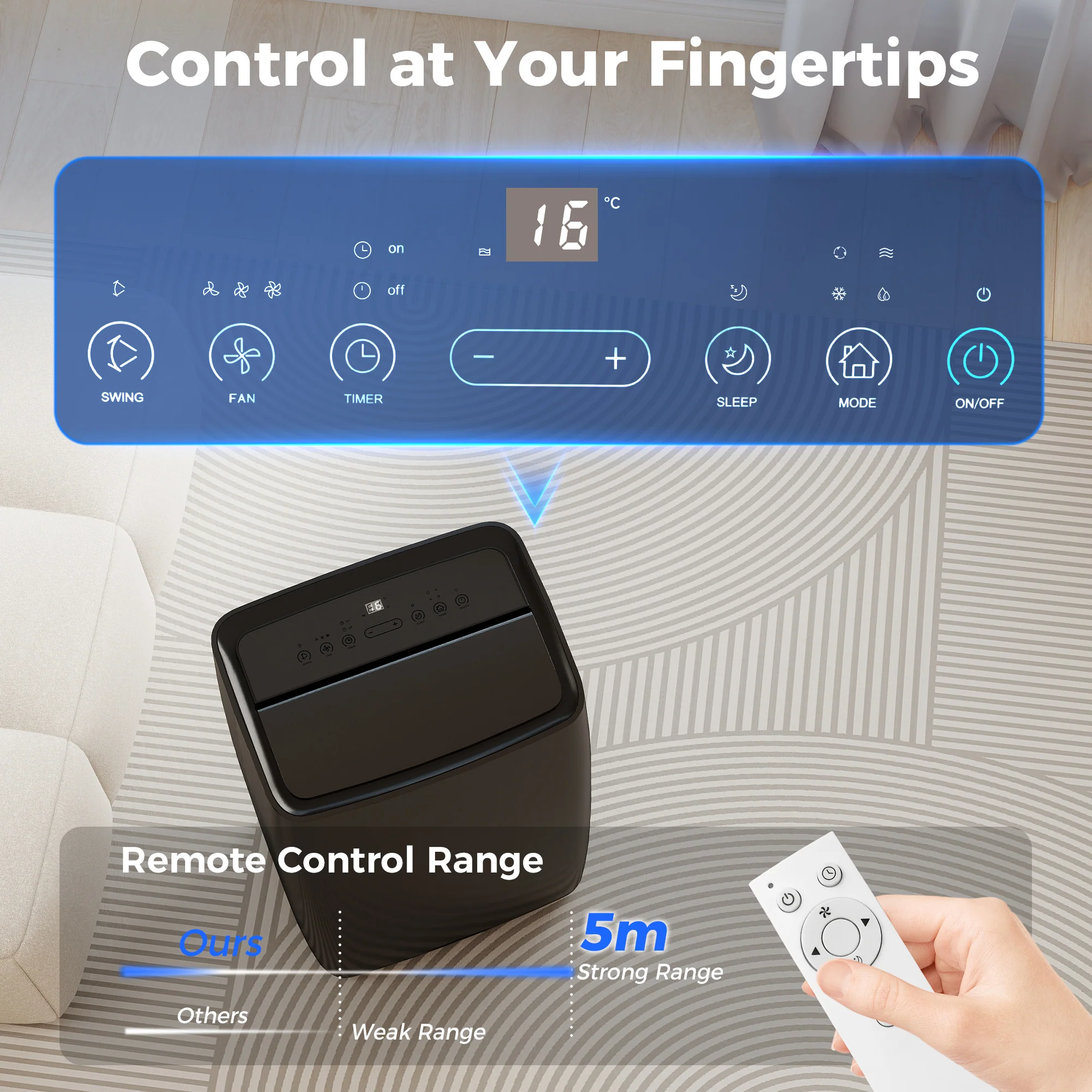 HOMCOM 12,000 BTU Portable Air Conditioner Unit With Remote, 24H Timer - Image 7