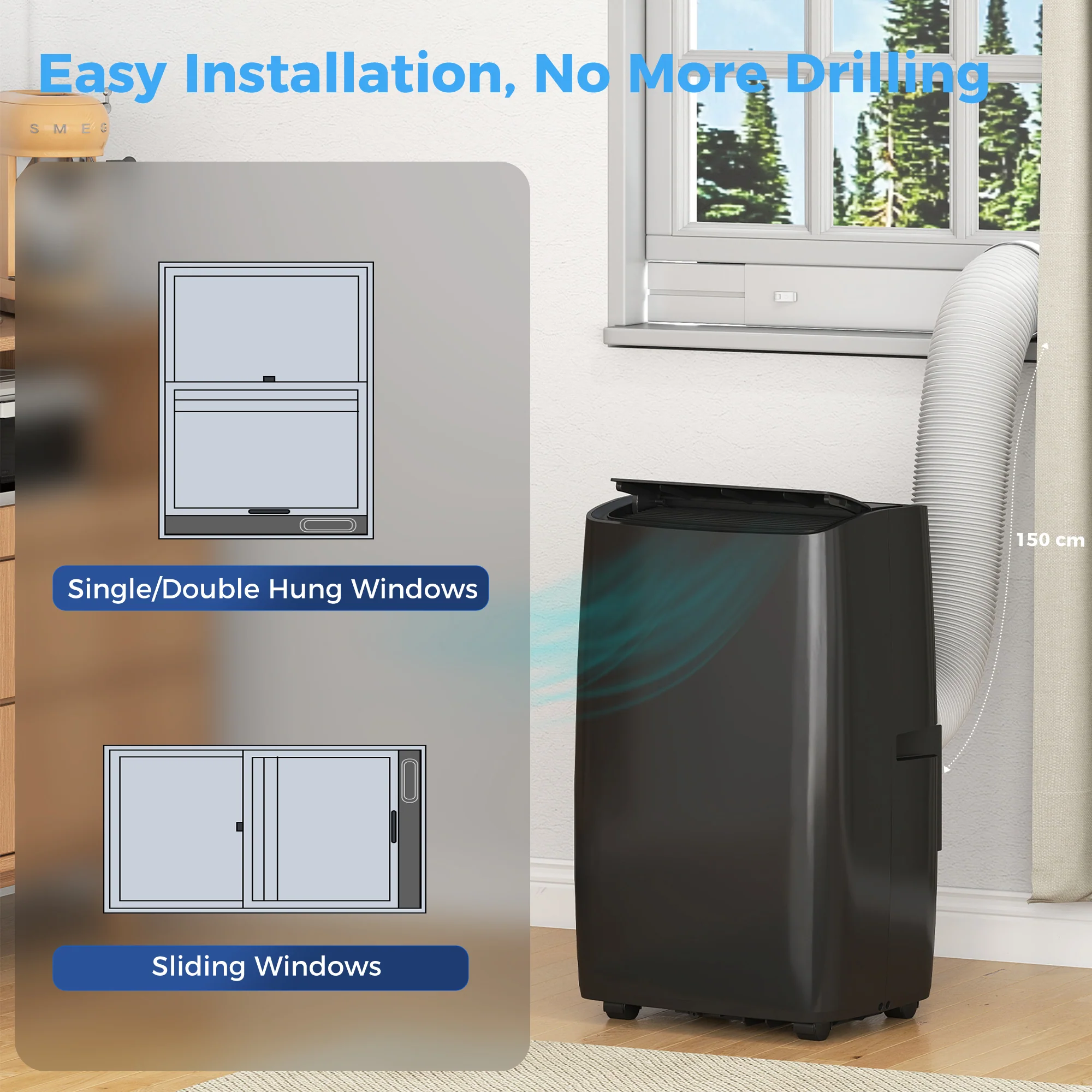 HOMCOM 12,000 BTU Portable Air Conditioner Unit With Remote, 24H Timer - Image 9