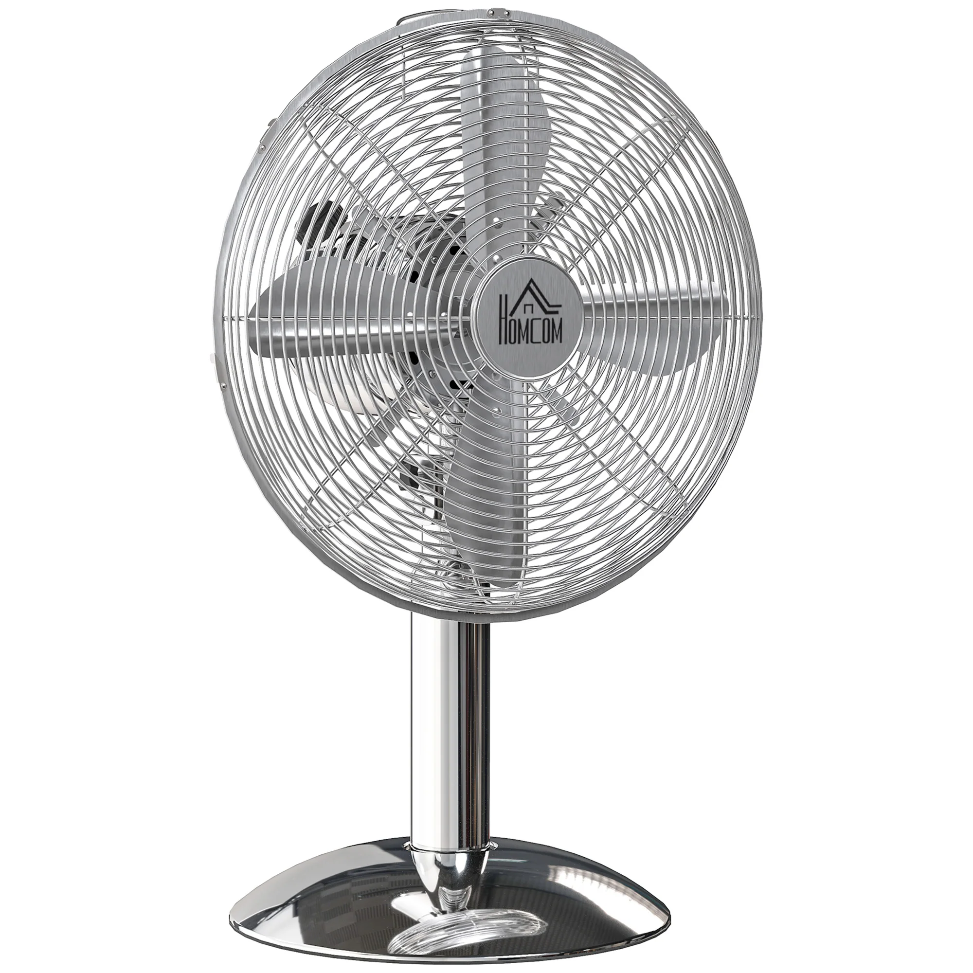 HOMCOM 12" Metal Desk Fan With 3 Speed Settings, Wide-Angled Oscillation