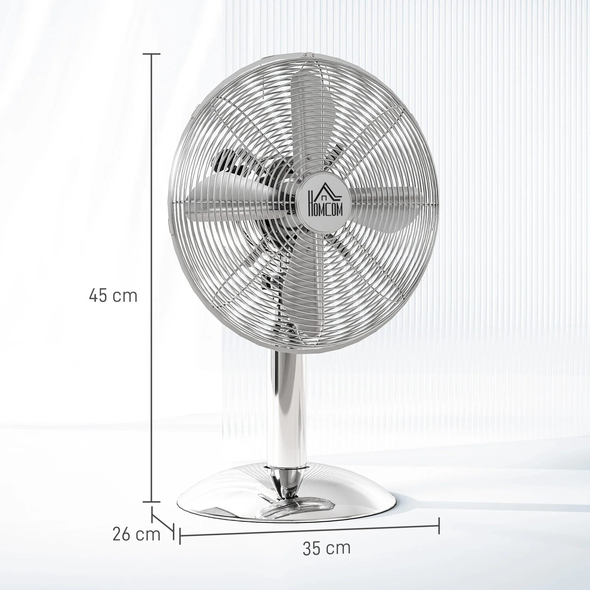HOMCOM 12" Metal Desk Fan With 3 Speed Settings, Wide-Angled Oscillation - Image 5