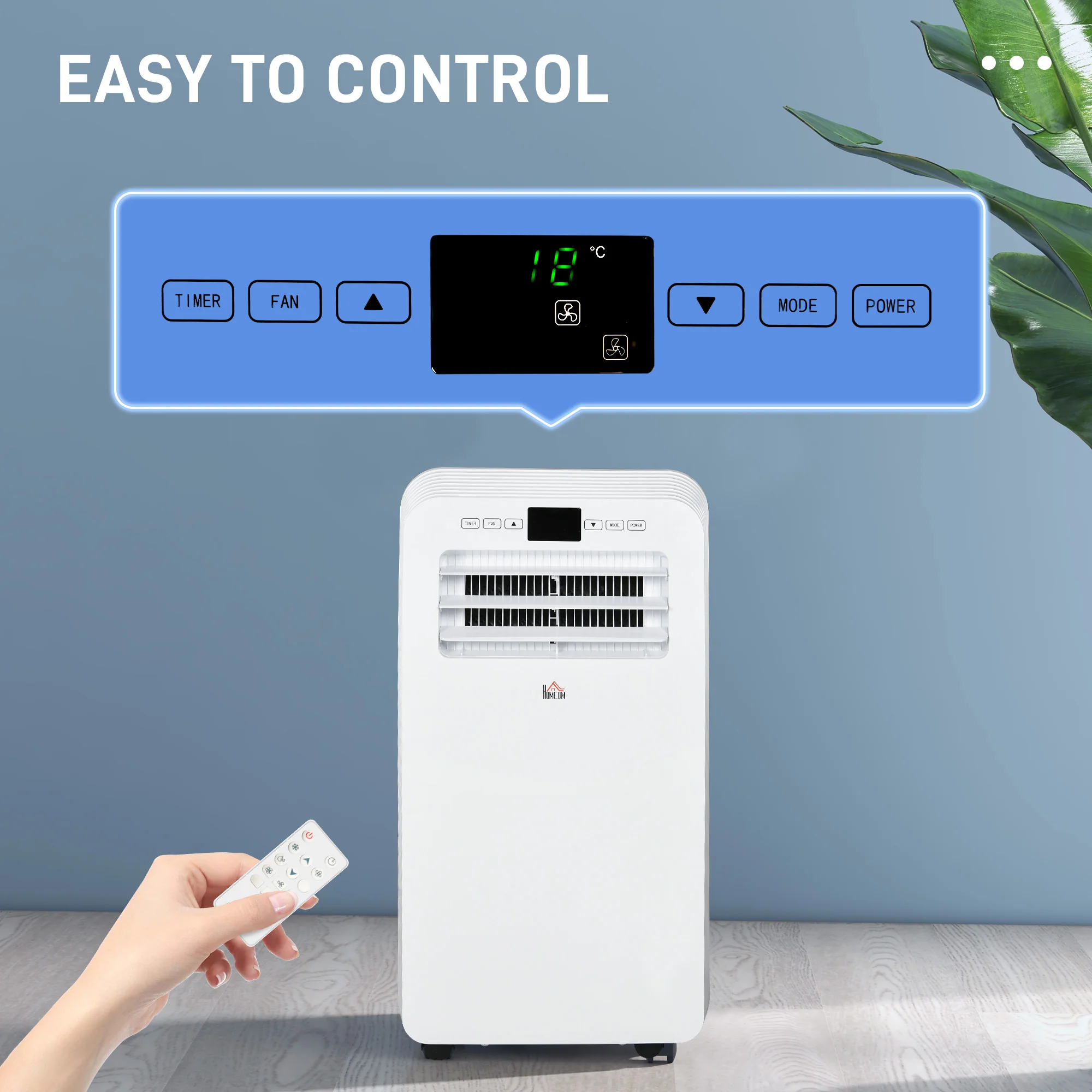 HOMCOM 12000 BTU Portable Air Conditioner with 28m, Dehumidifier, Timer - Image 6