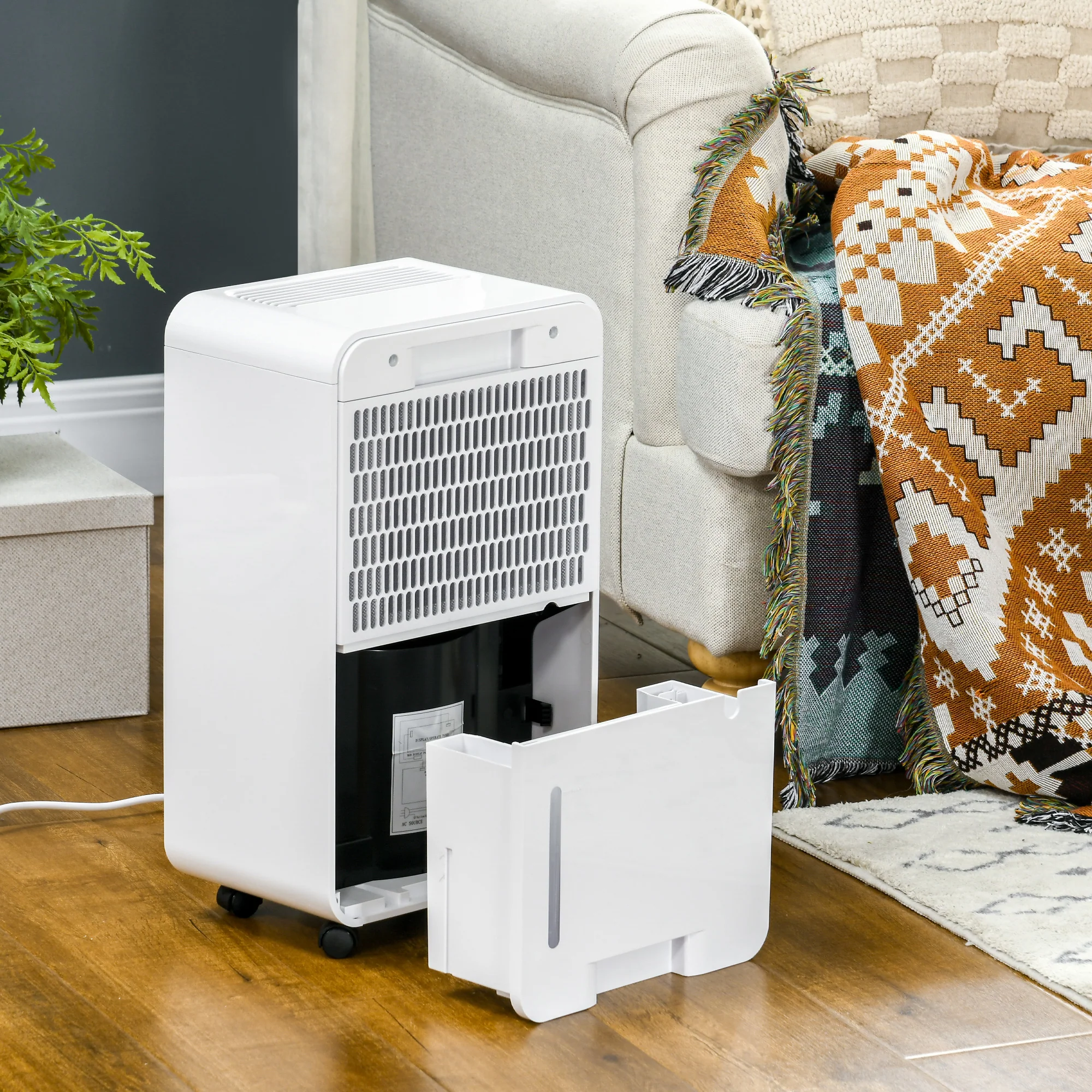HOMCOM 12L/Day Protable Quiet Air Dehumidifier With Purifier, Timer, 5 Modes - Image 9