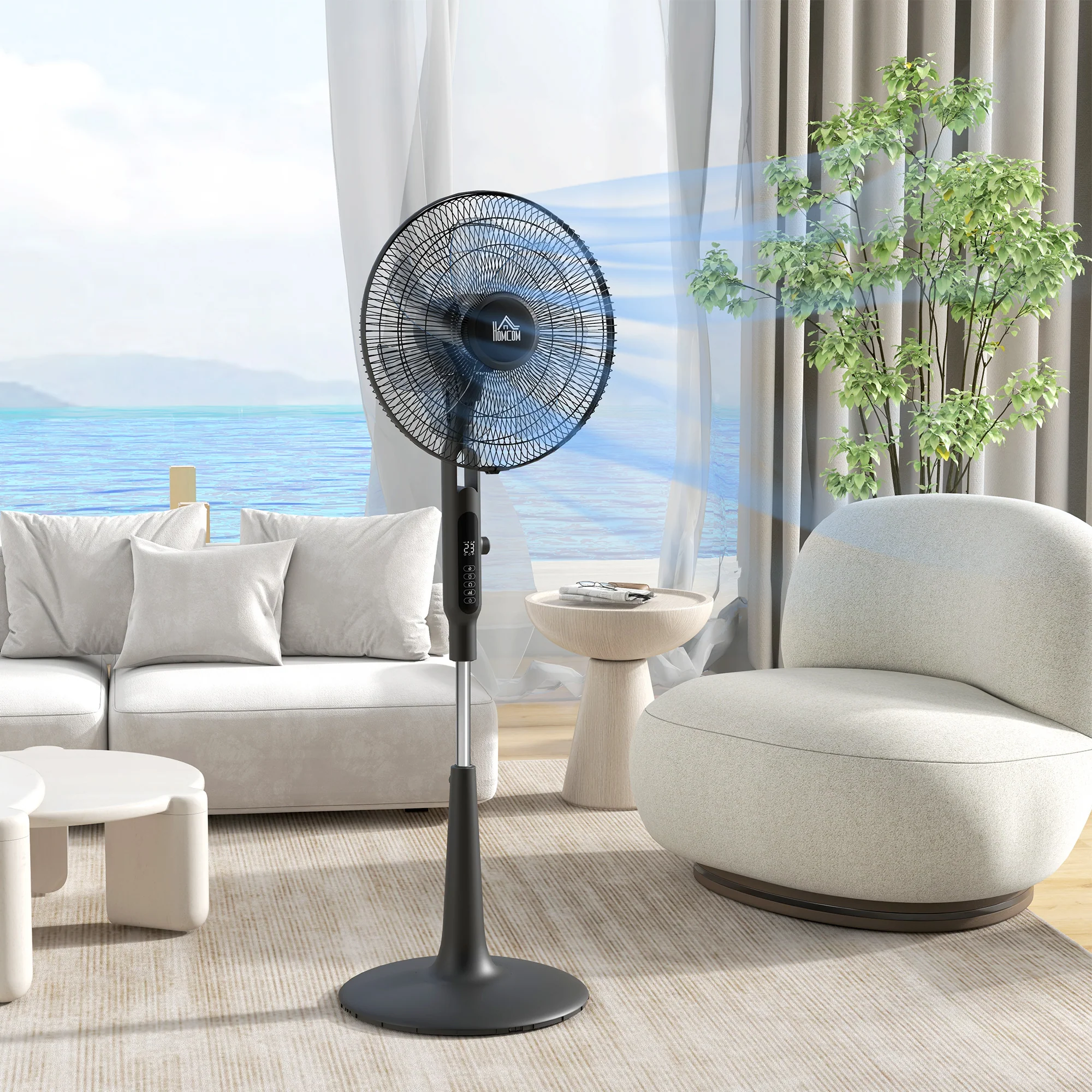 HOMCOM 12V DC Standing Fan With 75° Oscillation Mosquito Repellent Function - Image 2