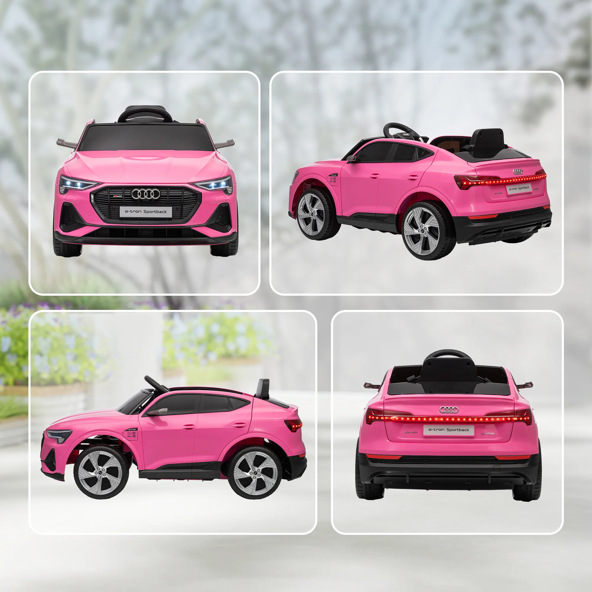 HOMCOM 12V Kids Electric Ride-On Car/ W Remote Control, Lights, Music - Pink - Image 9