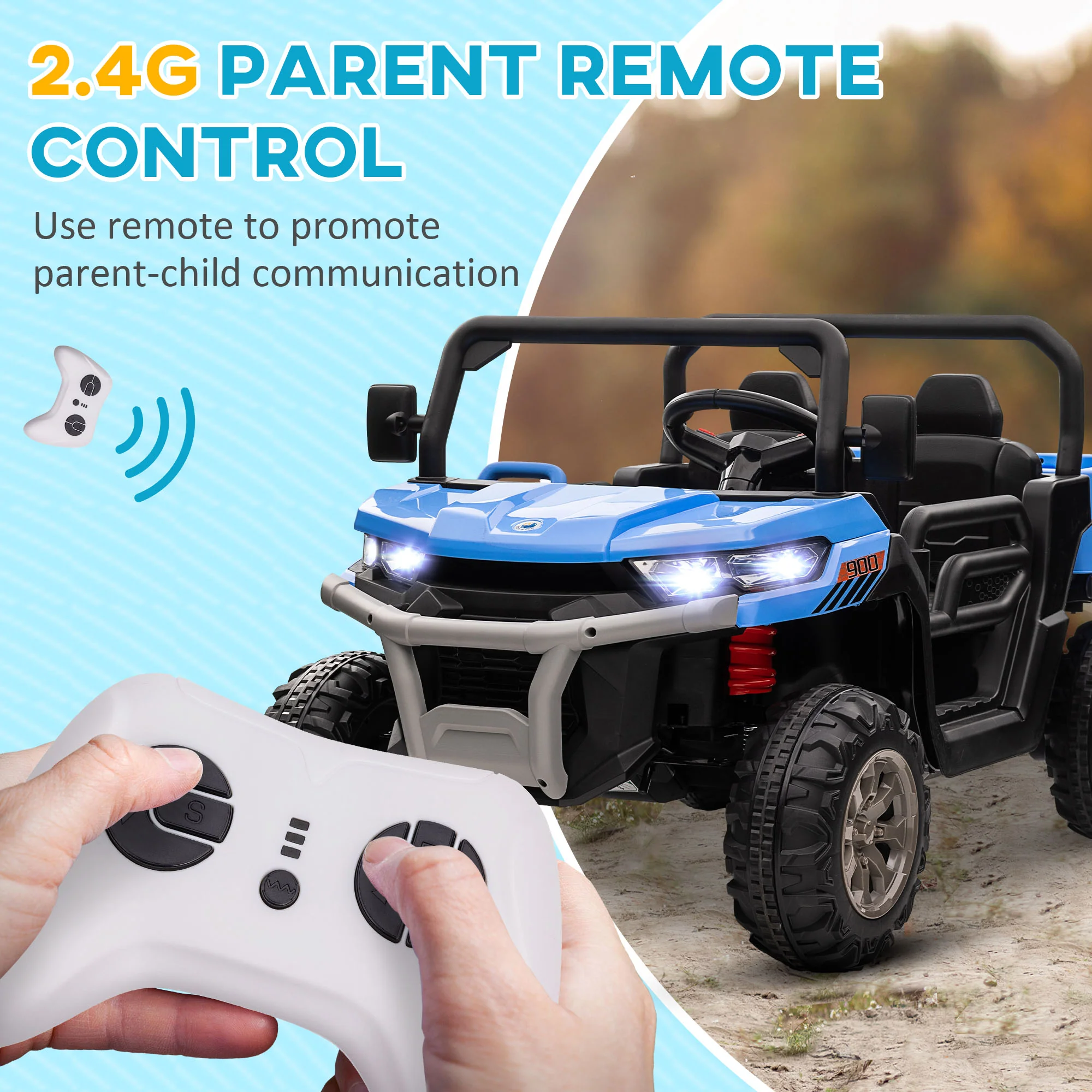 HOMCOM 12V Two-Seater Kids Electric Ride-On Car W/ Electric Bucket - Green - Image 12