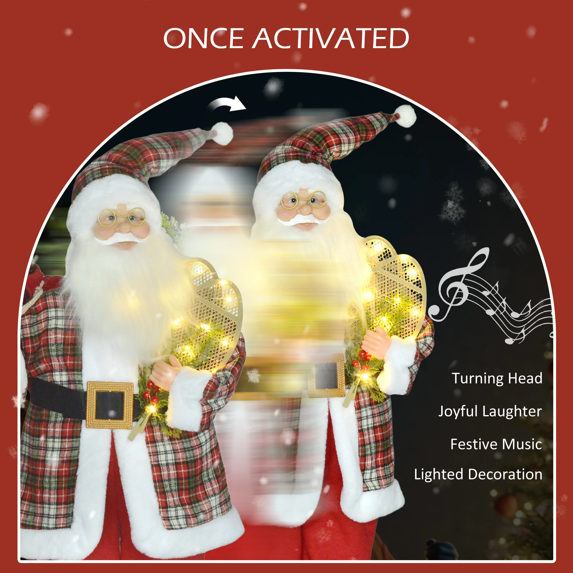 HOMCOM 133cm Animated Life Size Santa Claus With Sound Activated For Party - Image 4