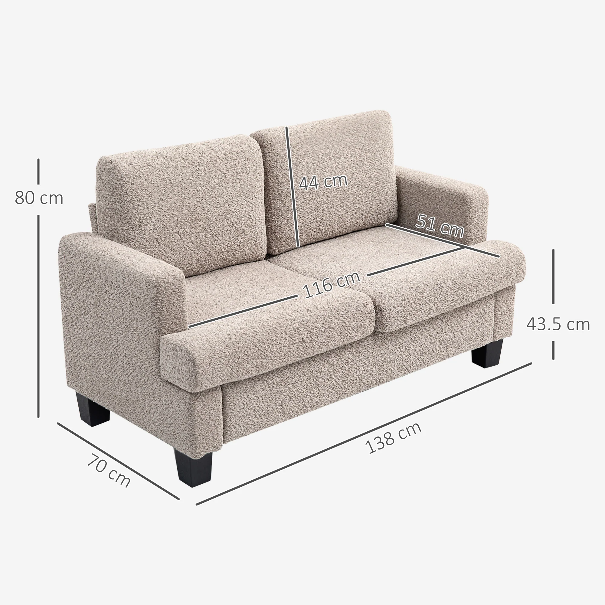 HOMCOM 138 cm Chenille Fabric Loveseat Sofa with S-springs - Image 14