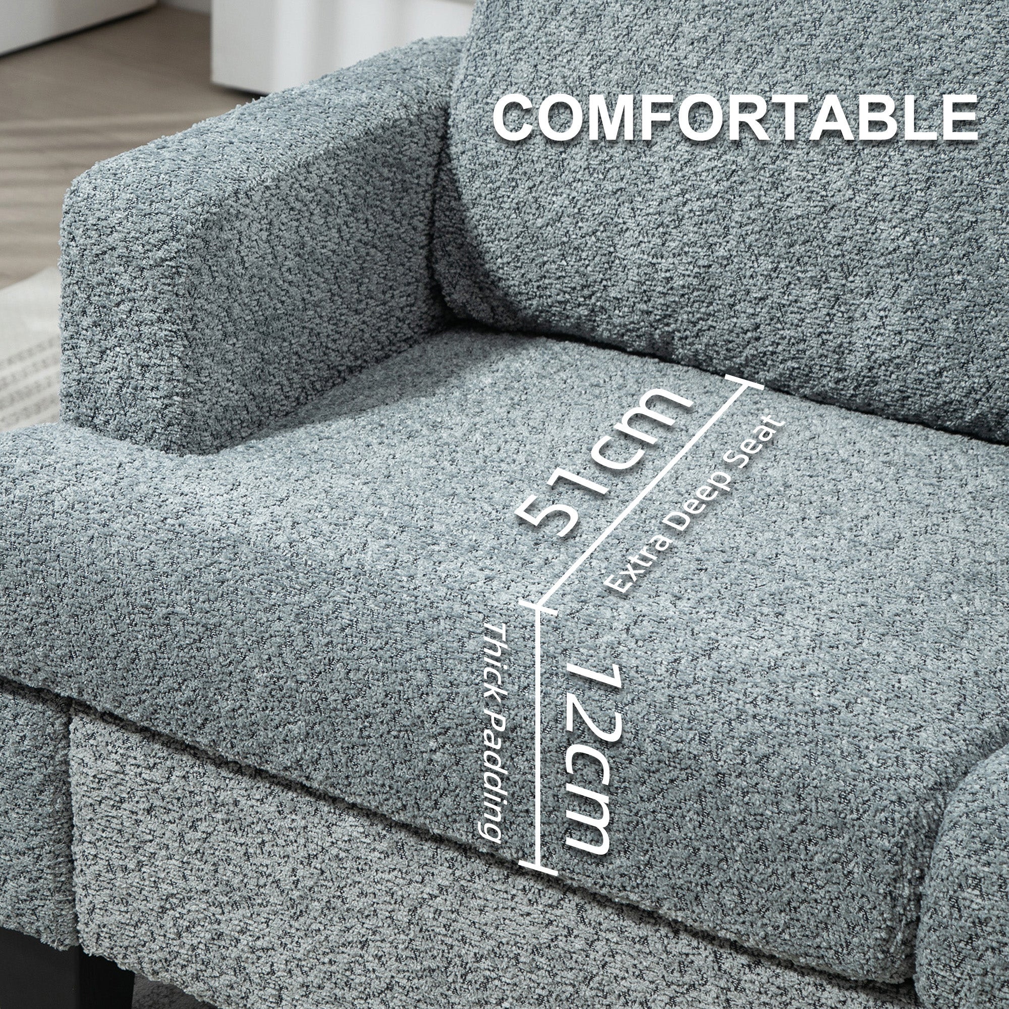 HOMCOM 138 cm Chenille Fabric Loveseat Sofa with S-springs - Image 3
