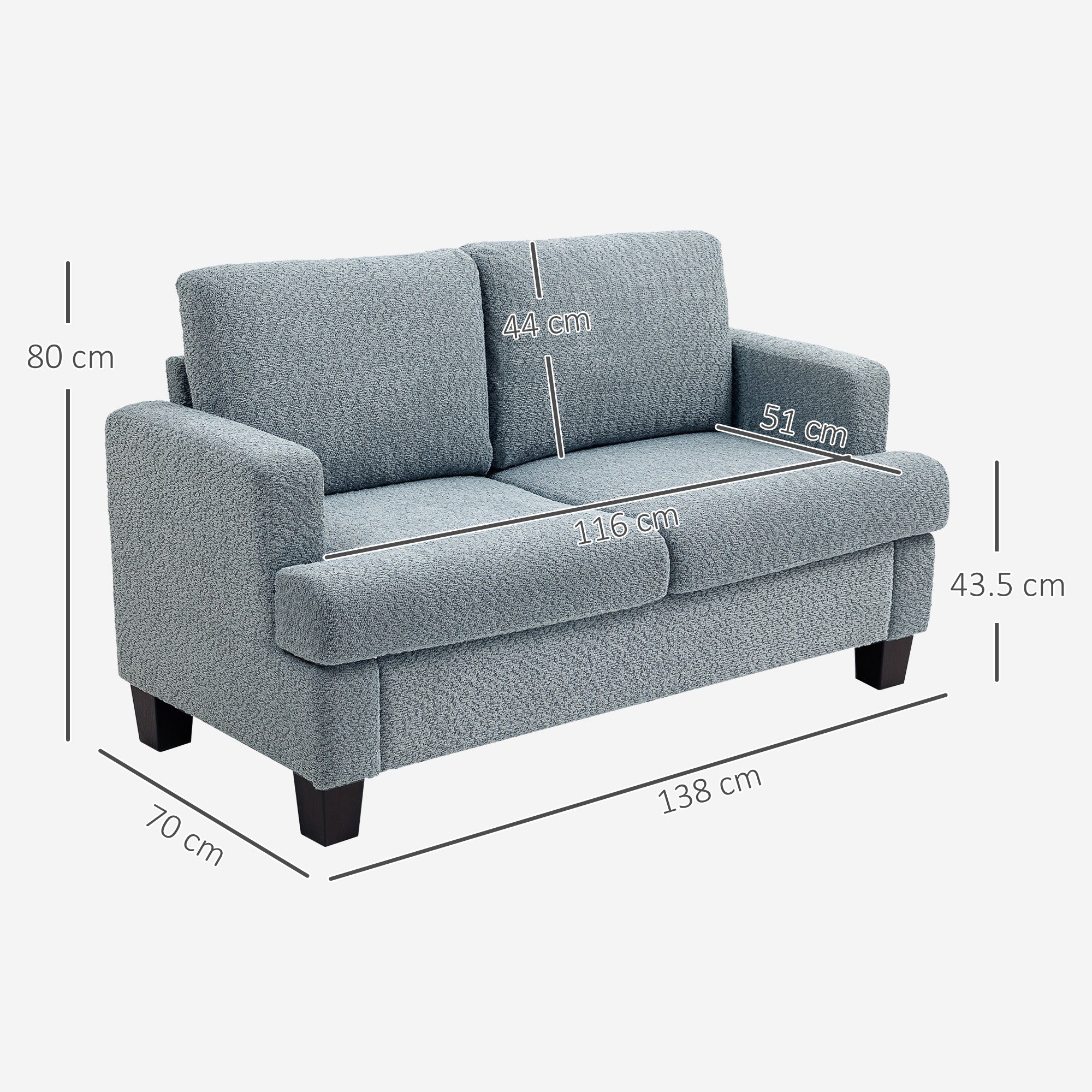 HOMCOM 138 cm Chenille Fabric Loveseat Sofa with S-springs - Image 5
