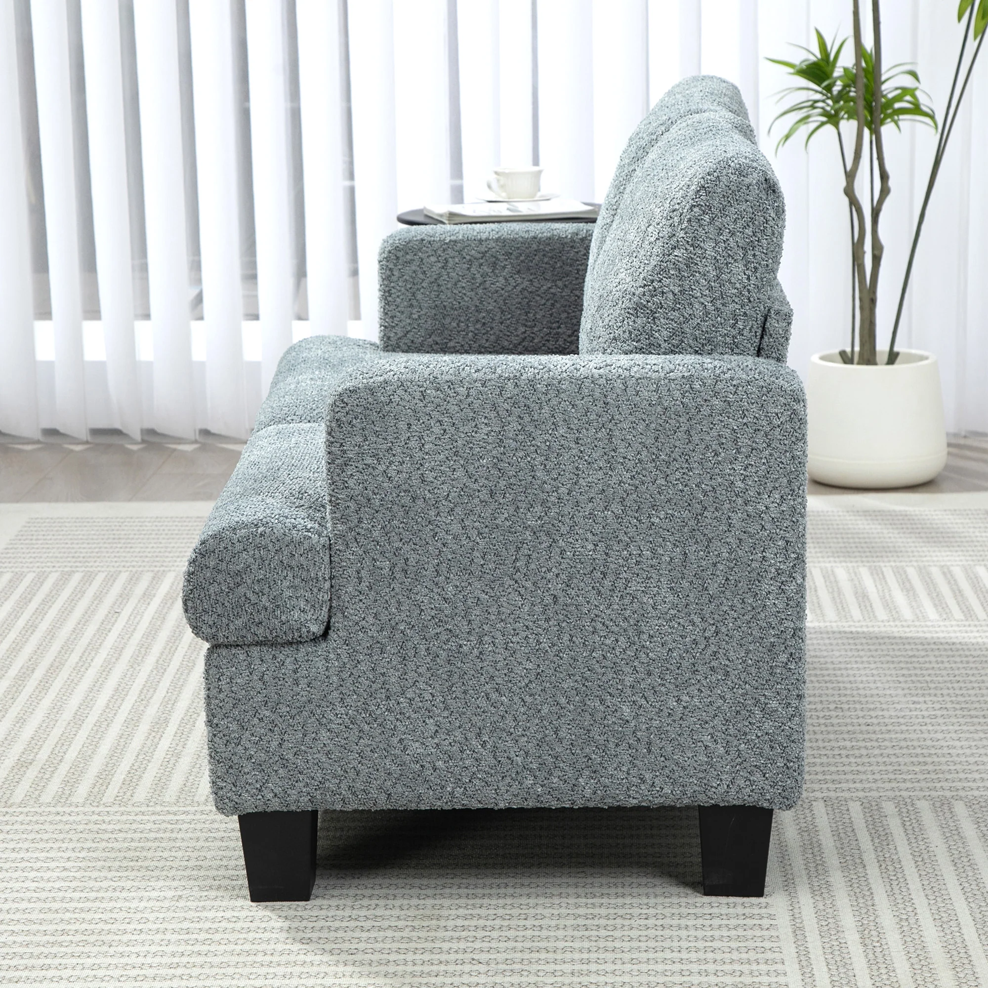 HOMCOM 138 cm Chenille Fabric Loveseat Sofa with S-springs - Image 7