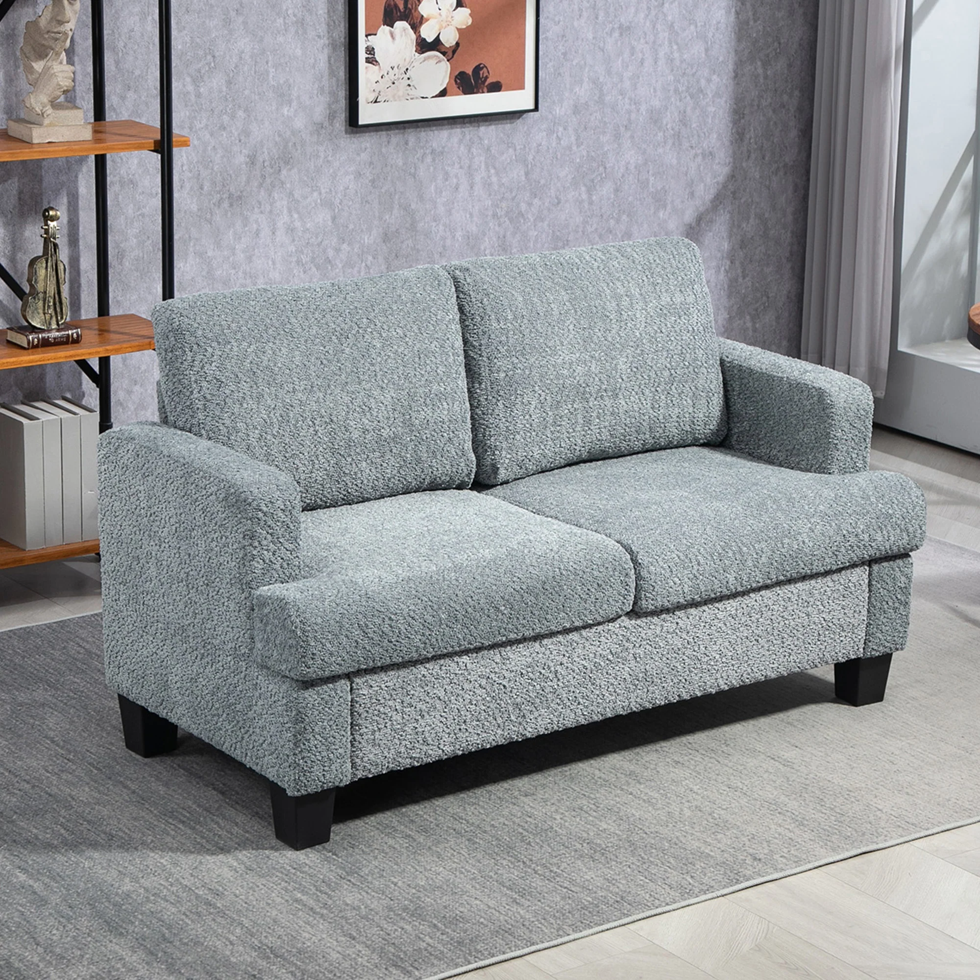 HOMCOM 138 cm Chenille Fabric Loveseat Sofa with S-springs - Image 8