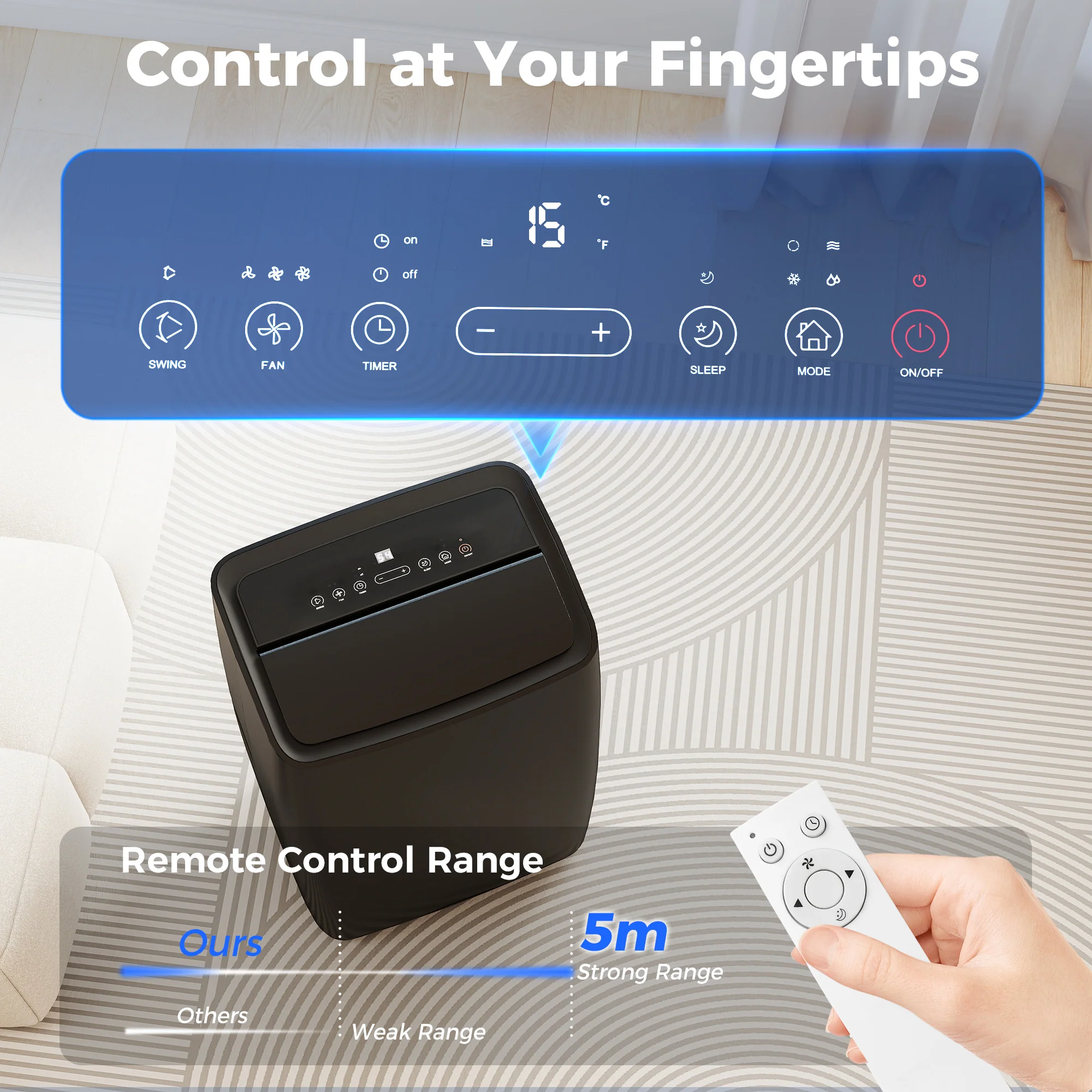 HOMCOM 14,000 BTU Portable Air Conditioner Unit With Remote, 24H Timer - Image 7