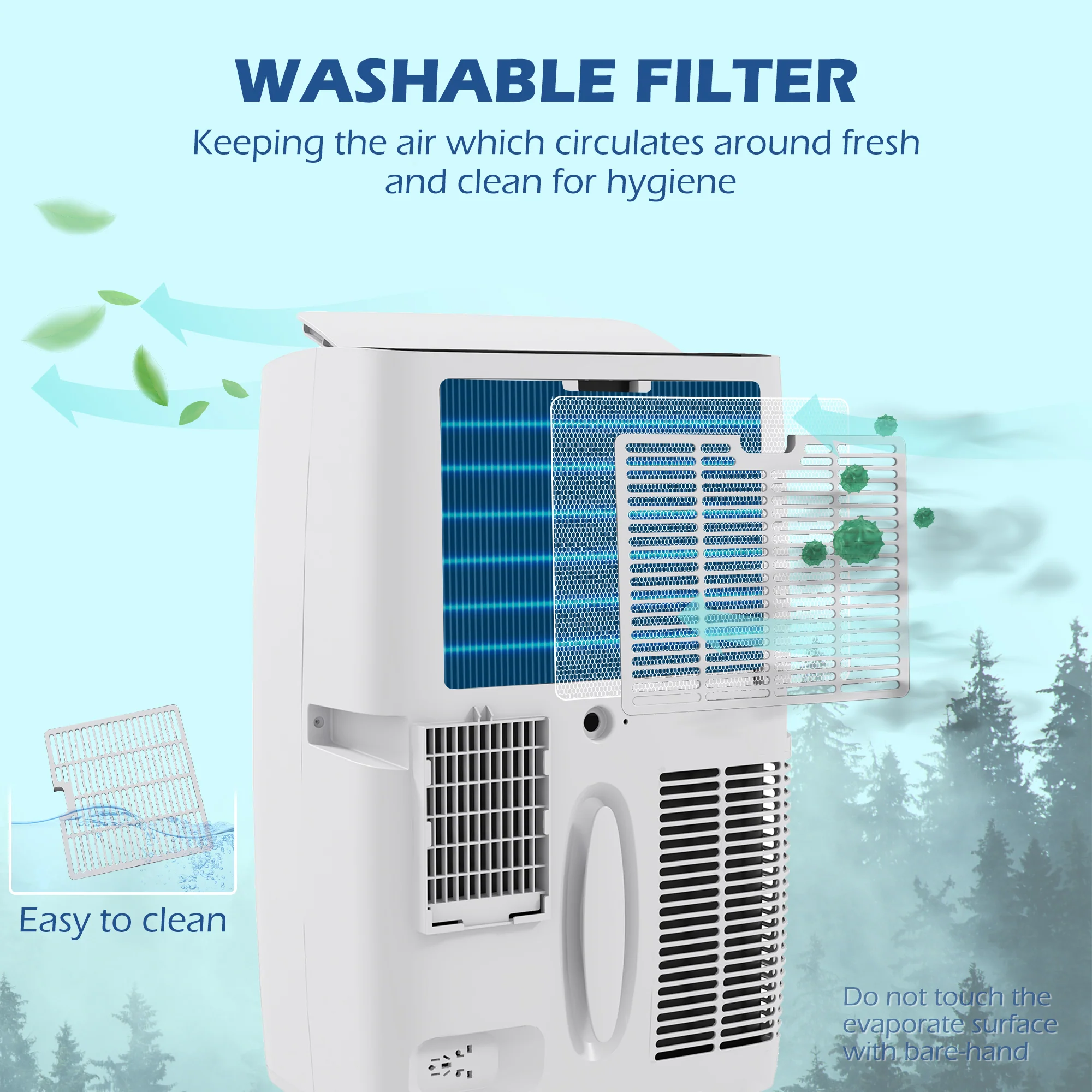 HOMCOM 14,000 BTU Portable Air Conditioner With 40m², Sleep Mode, Dehumidifier - Image 7
