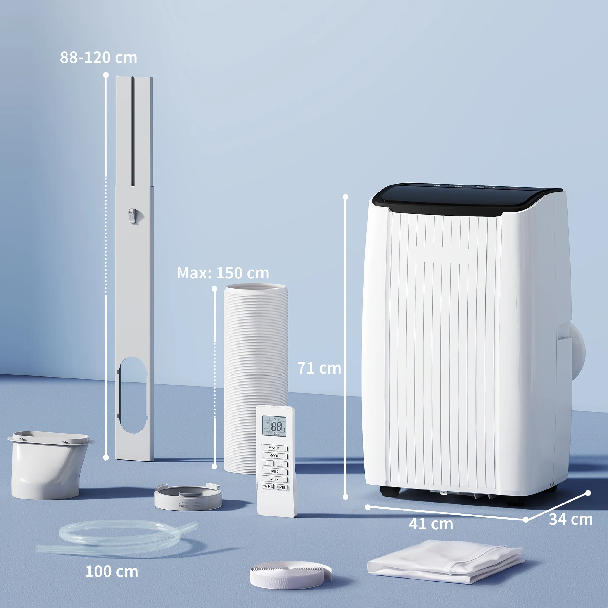 HOMCOM 14000 BTU AC Unit, Portable Air Conditioner With WiFi Control, White - Image 5