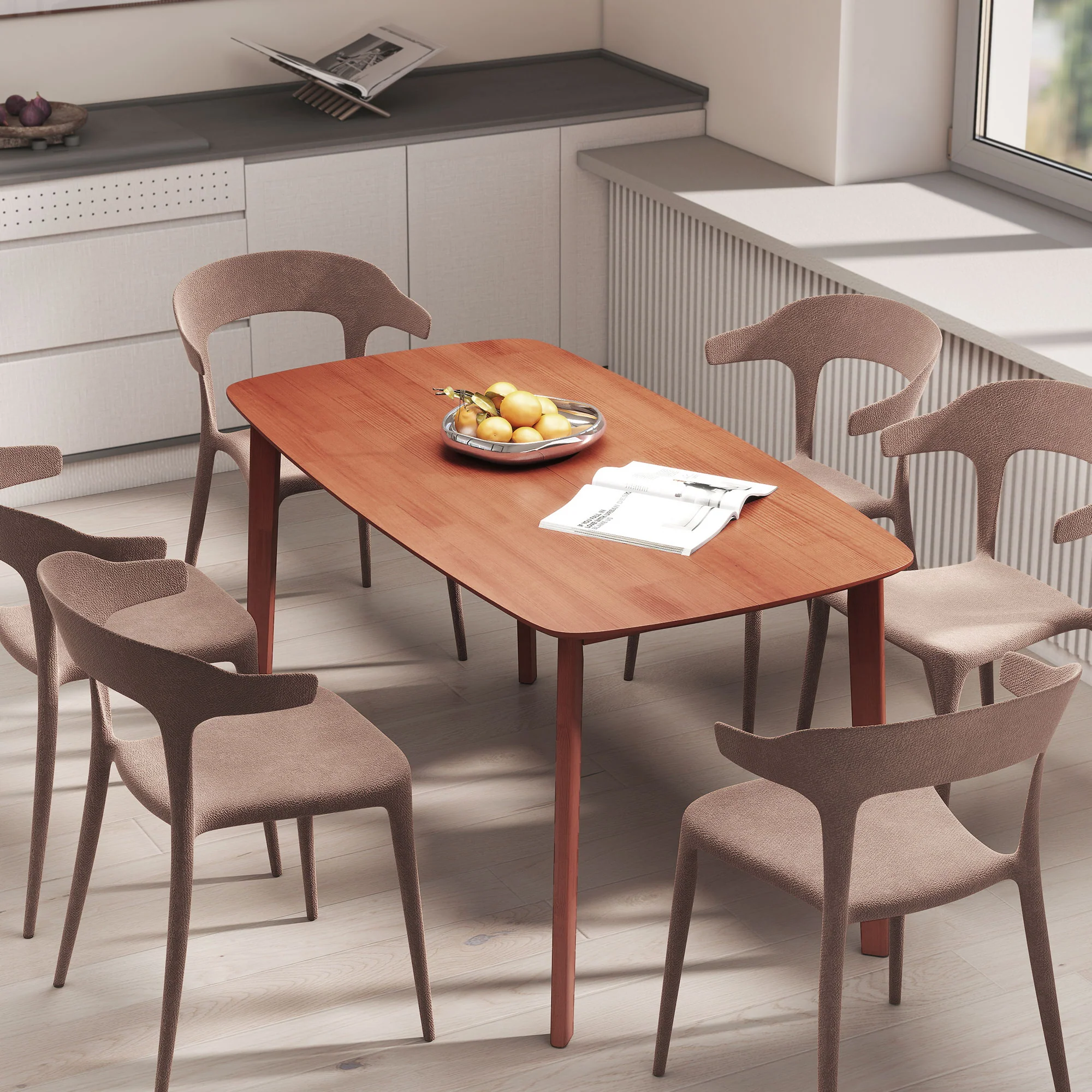 HOMCOM 150 Cm Rectangular Dining Table With Solid Wood Frame, Light Brown - Image 9