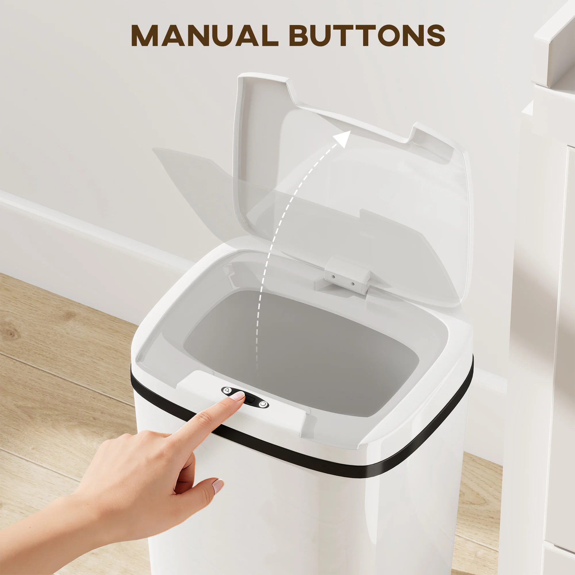 HOMCOM 15L Sensor Bin, Automatic Touchless Kitchen Bin, Battery Operated - Image 4
