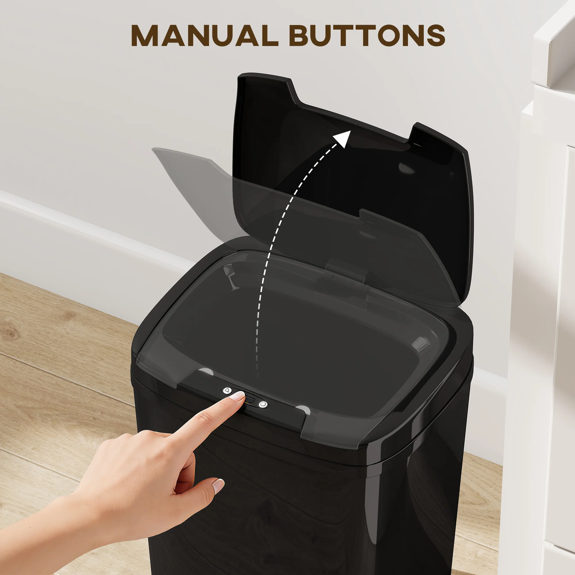 HOMCOM 15L Sensor Bin, Automatic Touchless Kitchen Bin, Battery Operated - Image 4