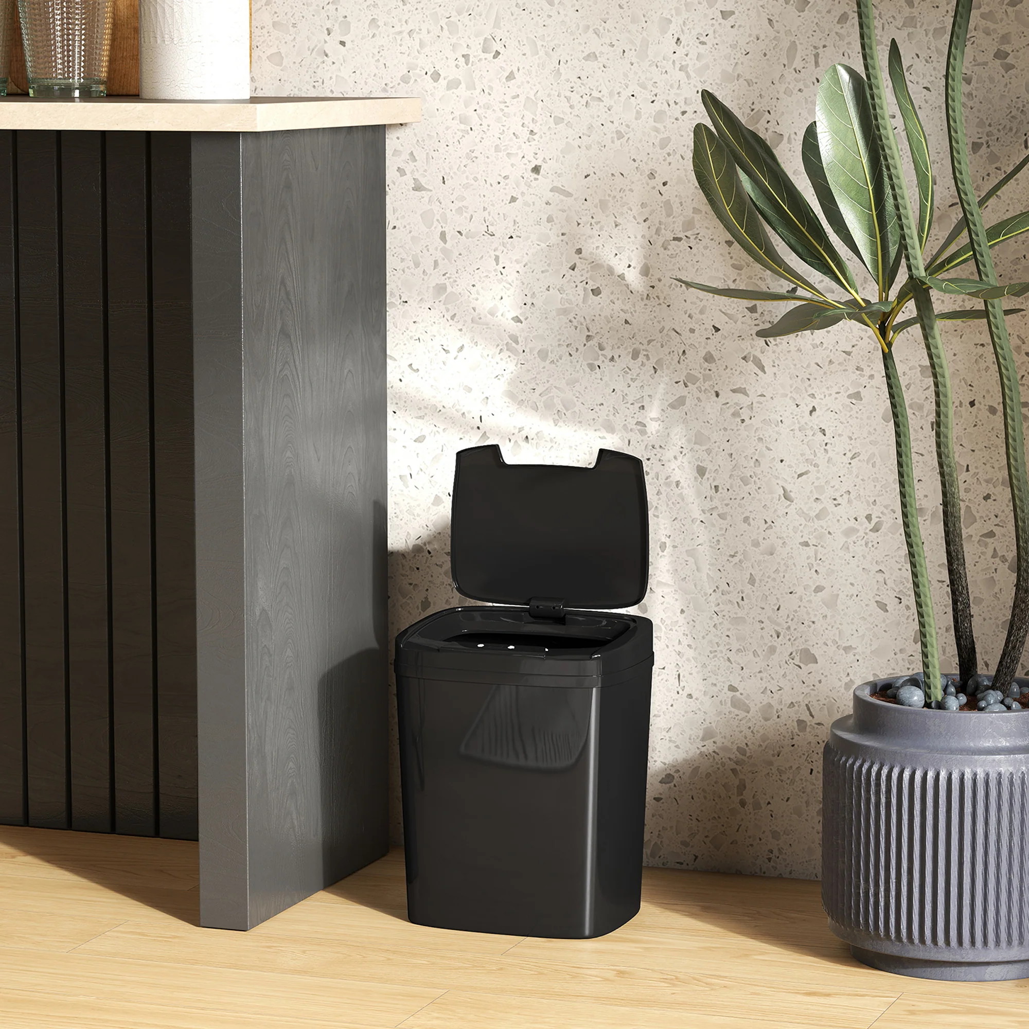 HOMCOM 15L Sensor Bin, Automatic Touchless Kitchen Bin, Battery Operated - Image 8