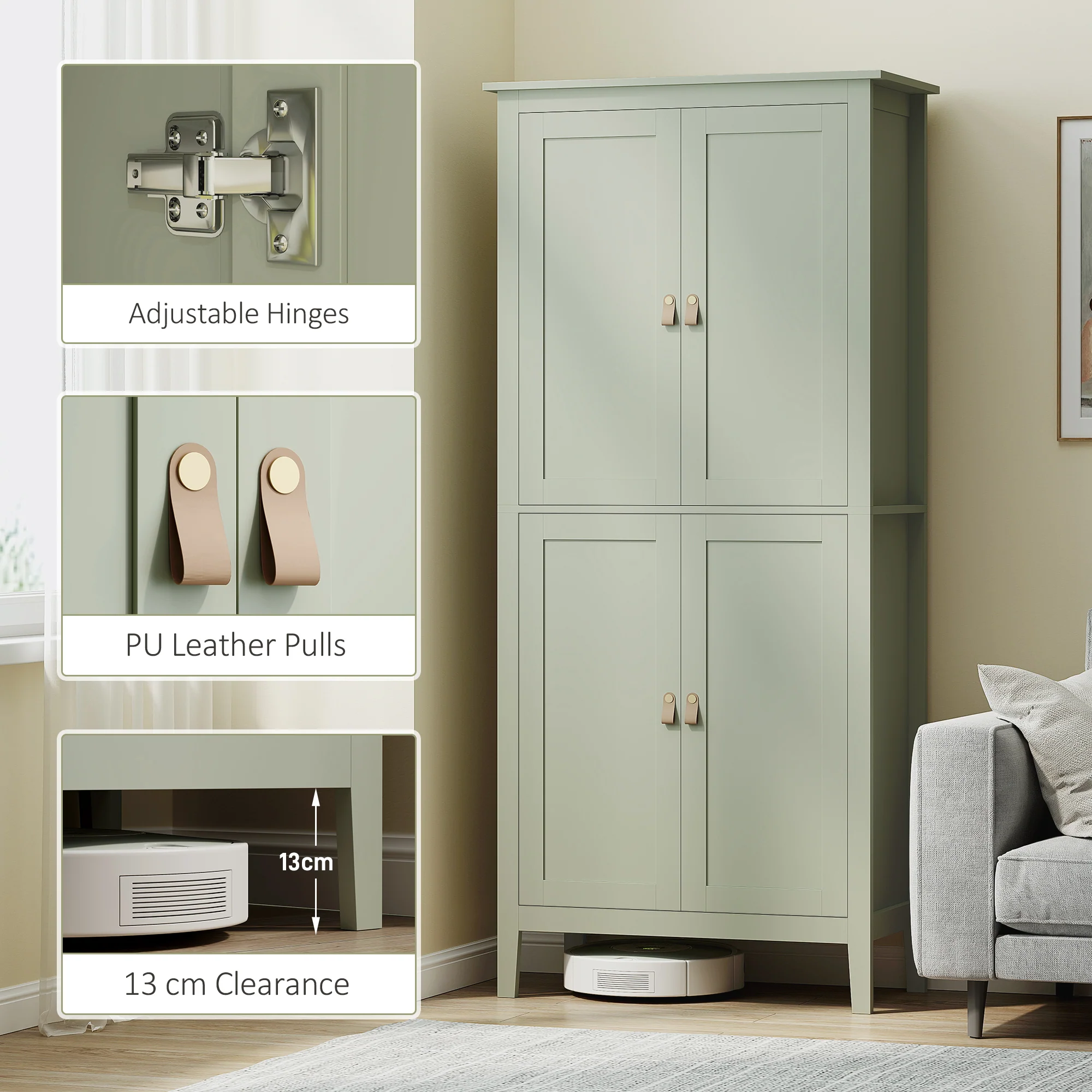 HOMCOM 176.5 Cm Tall Freestanding Pantry Storage Cabinet With 4 Doors - Image 8