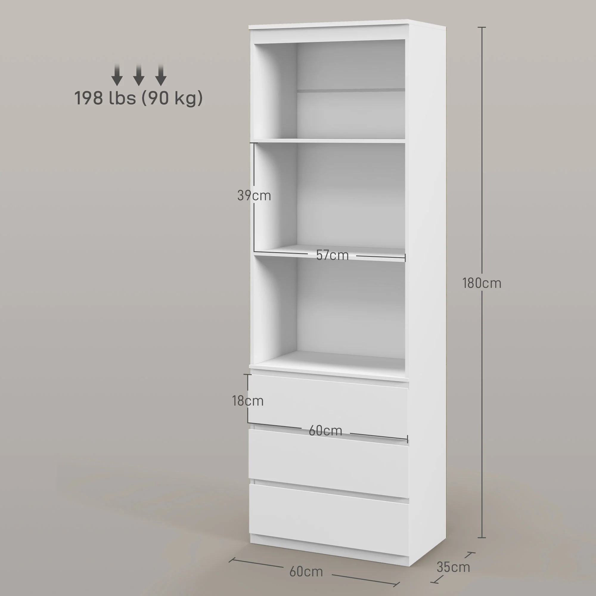 HOMCOM 180cm Tall Bookshelf Free Standing Storage Shelf Unit With Storage White And Oak - Image 5