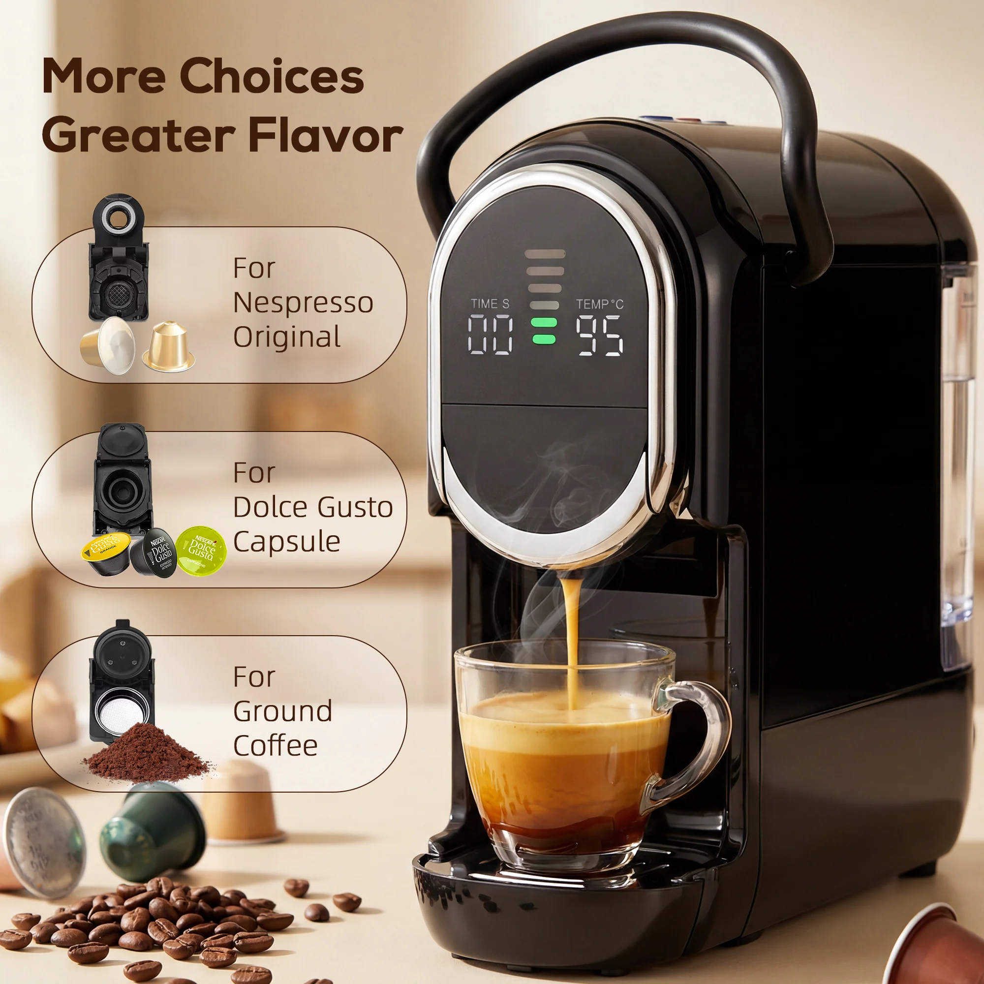 HOMCOM 19 Bar Pod Coffee Machine For Nespresso And Dolce Gusto Capsule - Image 4