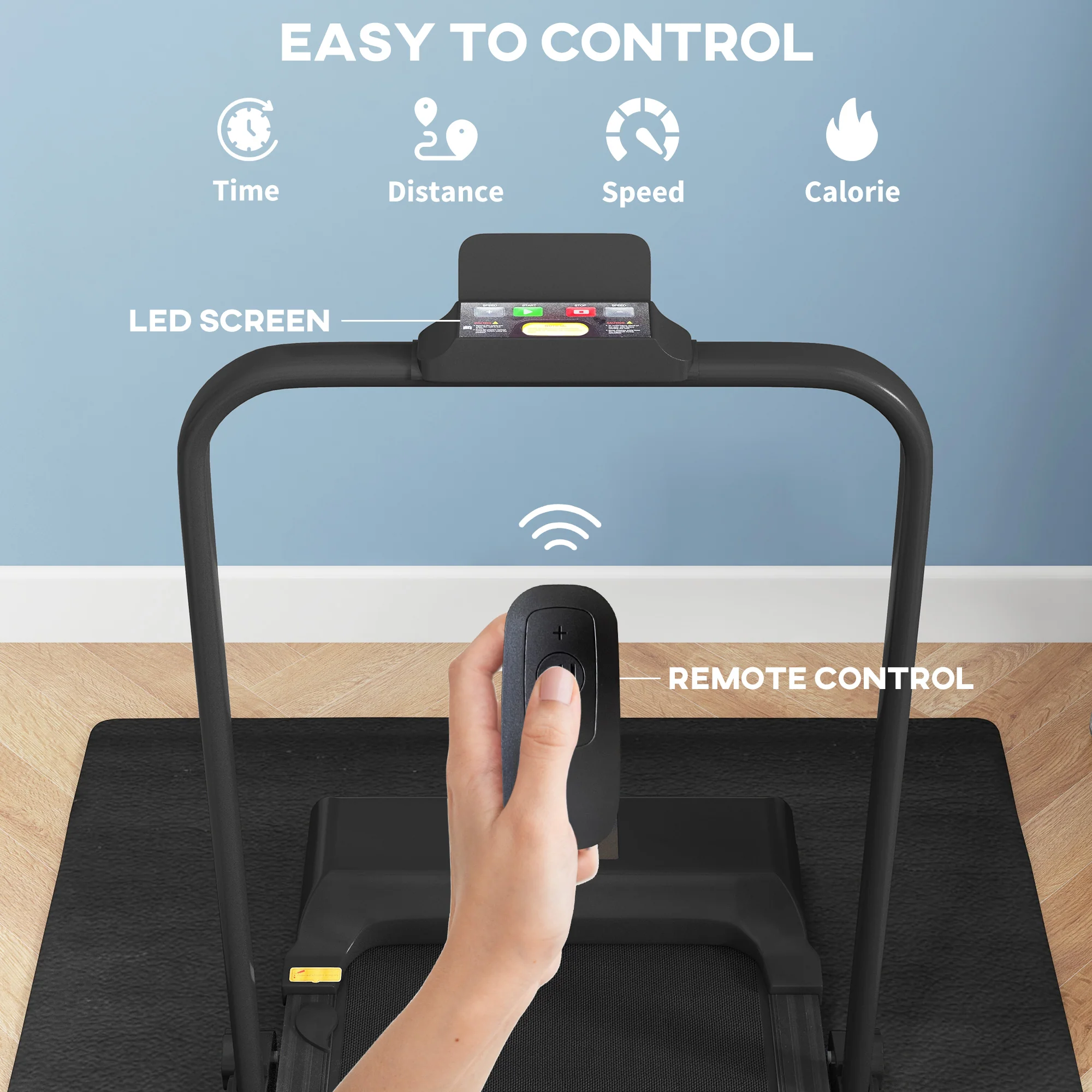 HOMCOM 2.5HP Folding Treadmill Walking Pad with Remote Control, 1-10KM/H - Image 6