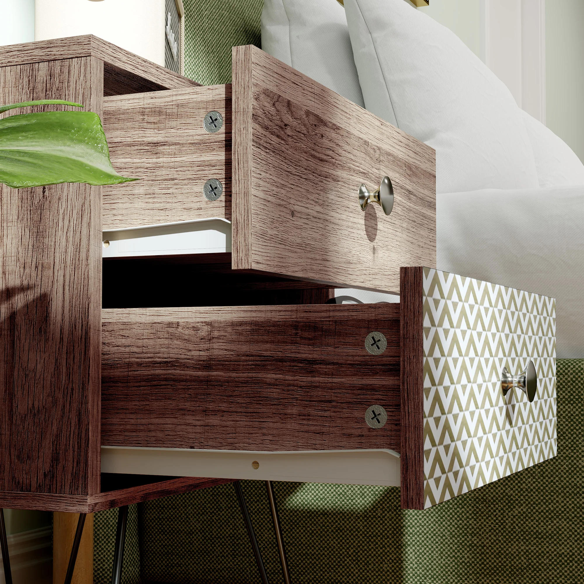 HOMCOM 2-Drawer Nightstand, Sofa Bedside Table for Living Room, Bedroom - Image 8