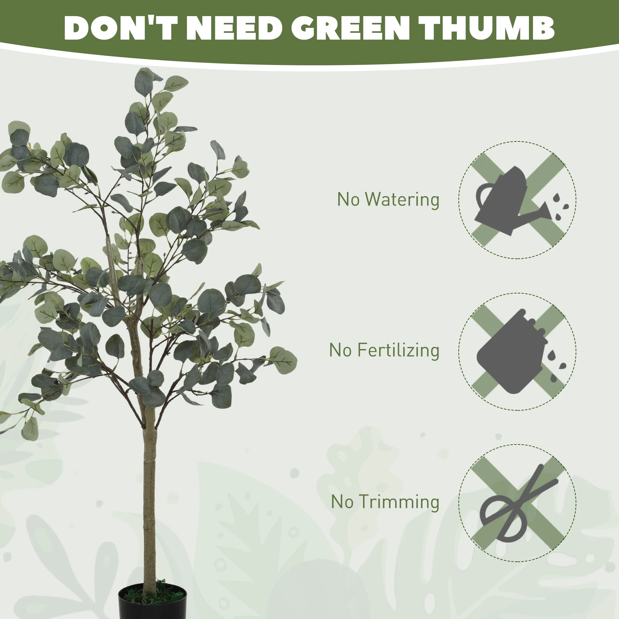 HOMCOM 2 Pack Artificial Plants, Faux Silk Eucalyptus Trees, 120cm - Image 7