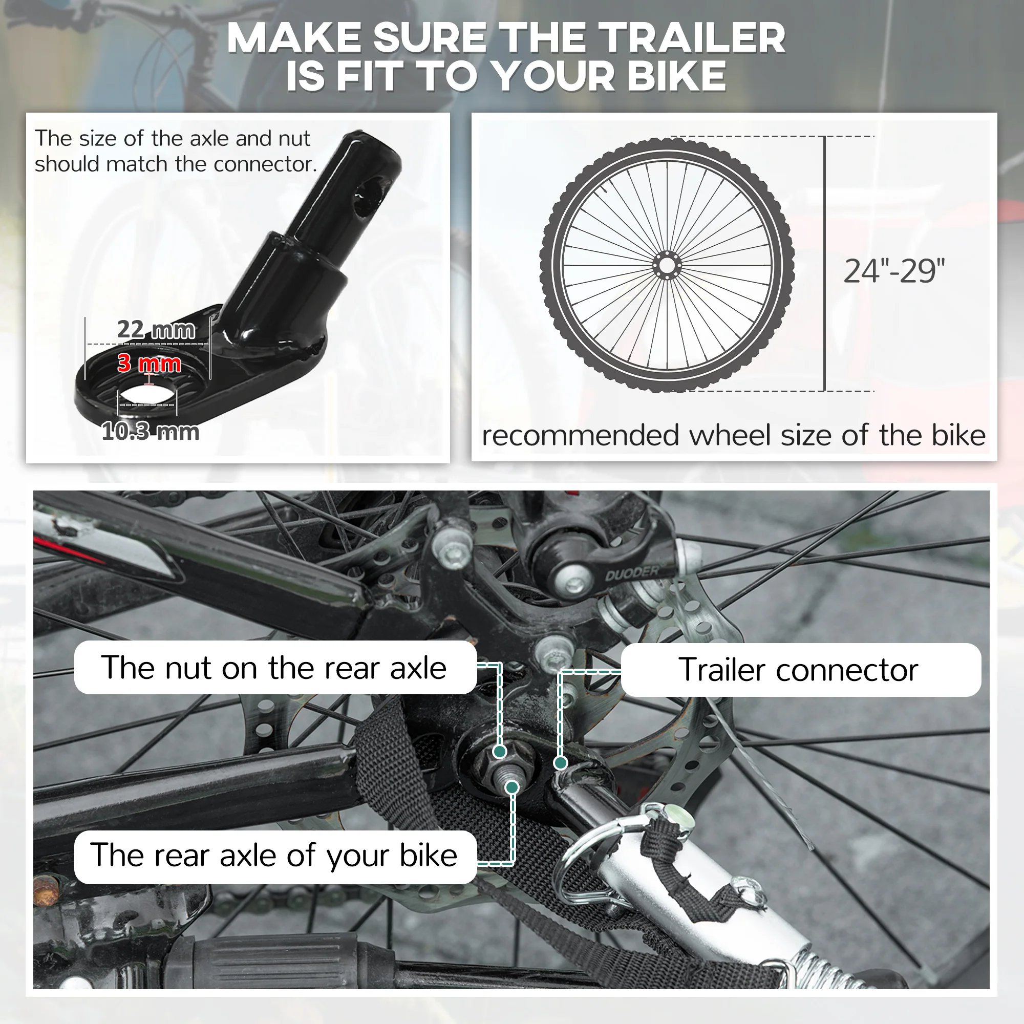 HOMCOM 2 Seat Bike Trailer with 5 Point Harness, for 18+ Months, Red - Image 7