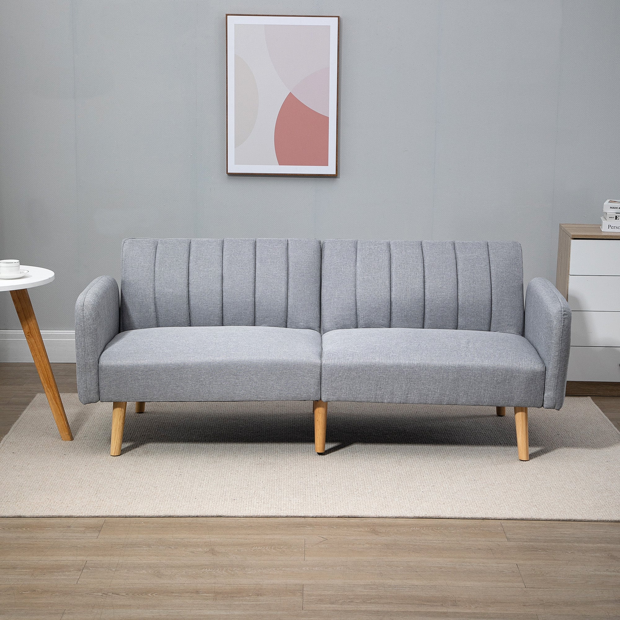 HOMCOM 2 Seater Sofa Bed W/ Adjustable Backrest For Living Room, Guest Room - Image 8