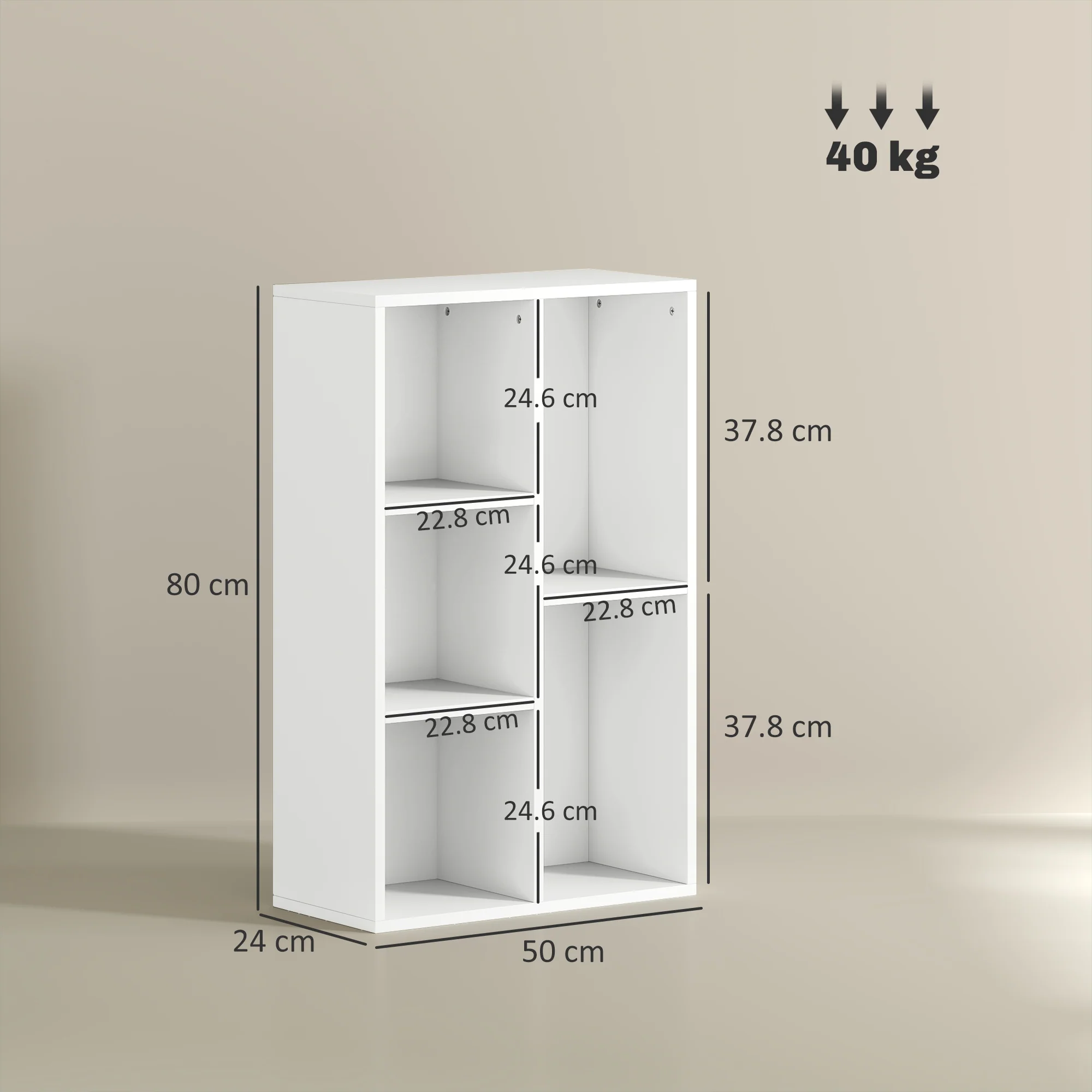 HOMCOM 2-Tier Bookshelf with 5 Open Storage Compartments - Image 14