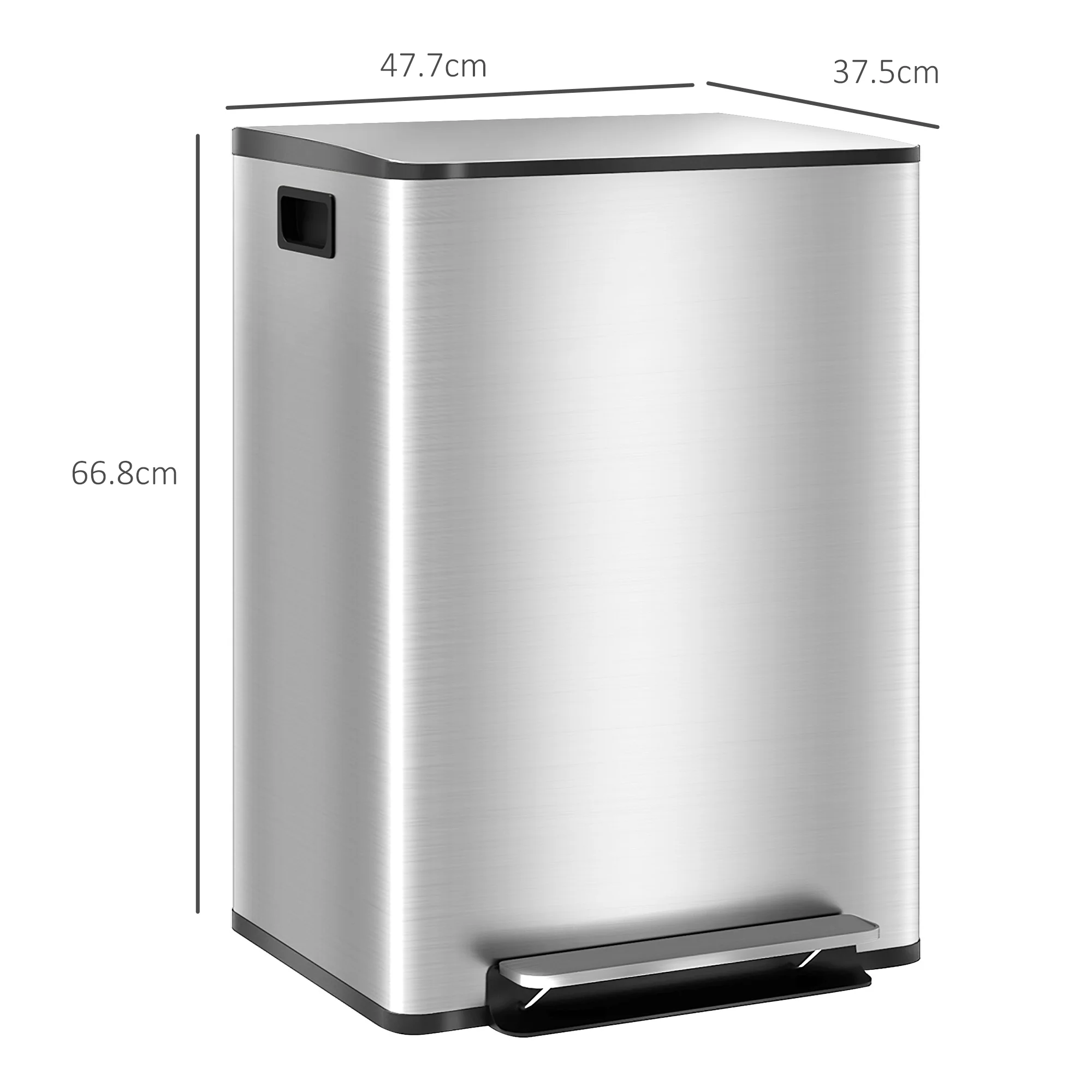 HOMCOM 2 X 25L Double Kitchen Bin, Pedal Bin With Soft-Close Lid - Image 14