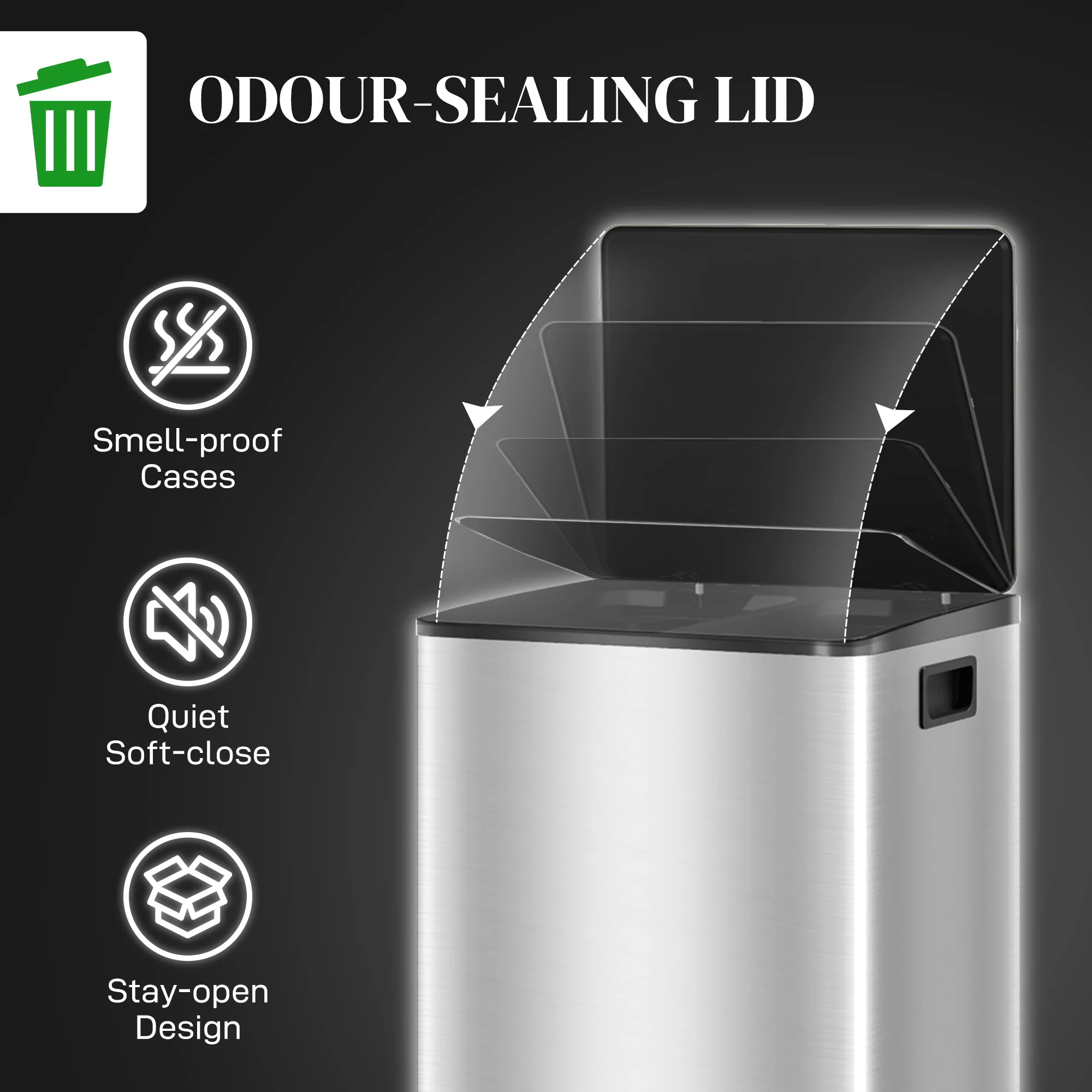 HOMCOM 2 X 25L Double Kitchen Bin, Pedal Bin With Soft-Close Lid - Image 15