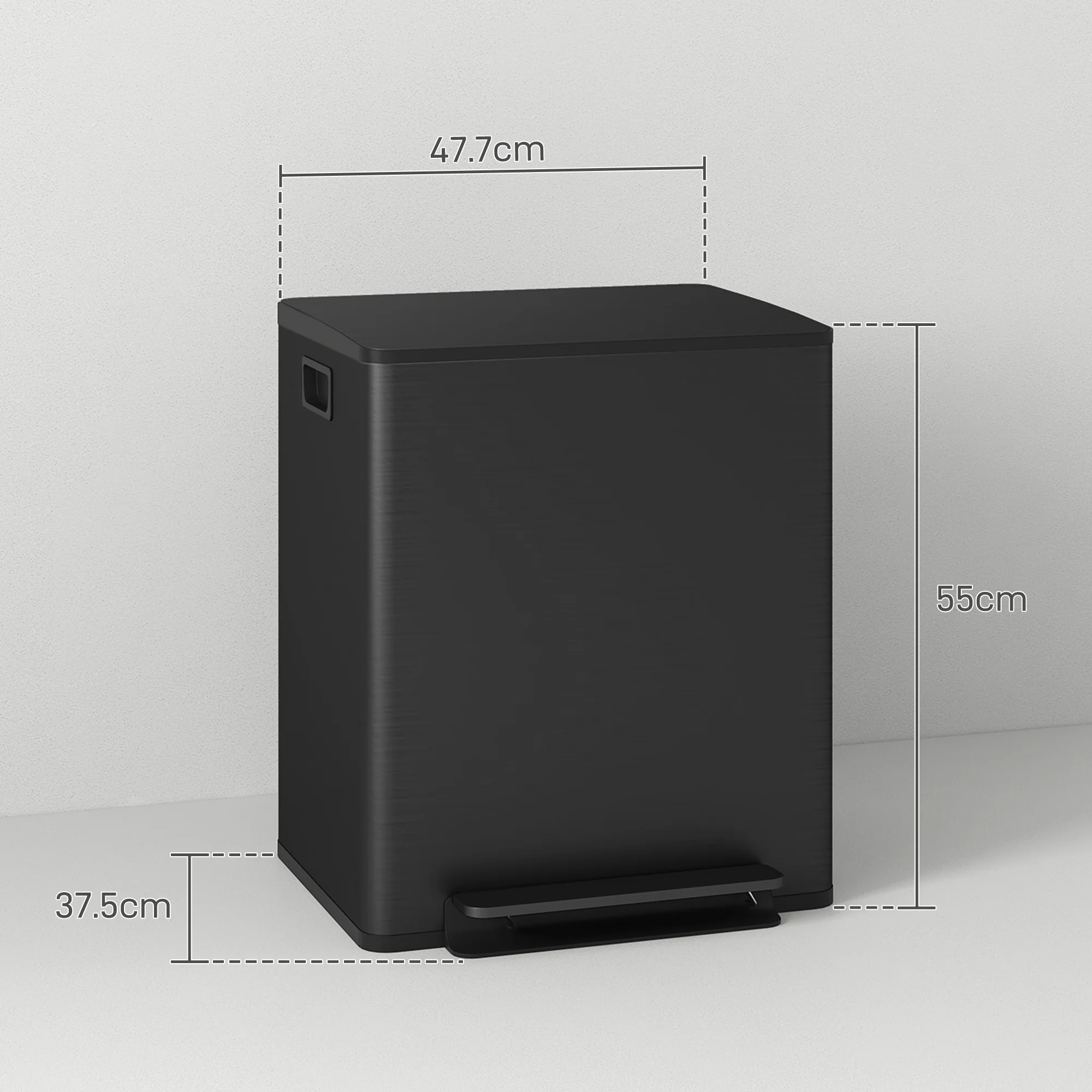 HOMCOM 2 X 25L Double Kitchen Bin, Pedal Bin With Soft-Close Lid - Image 5